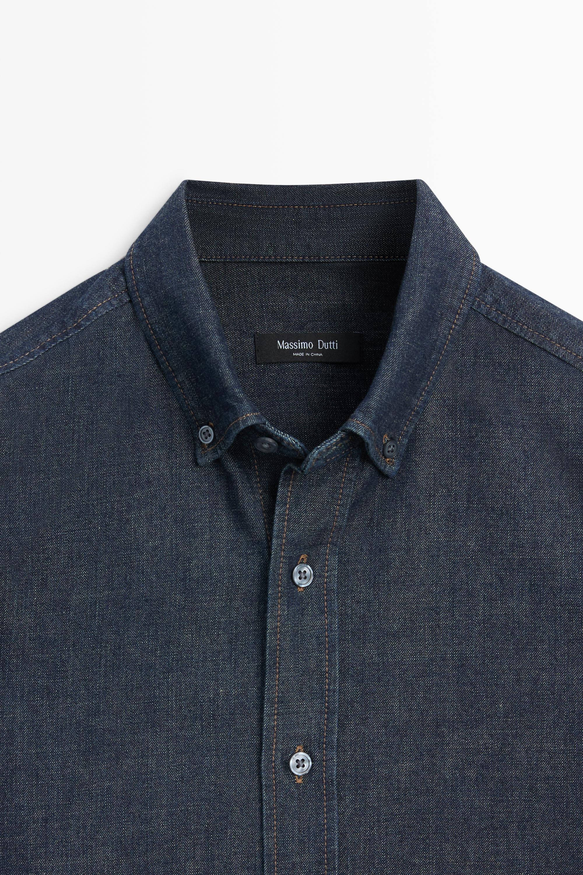 100% Cotton Regular Fit Denim Shirt — BLUE