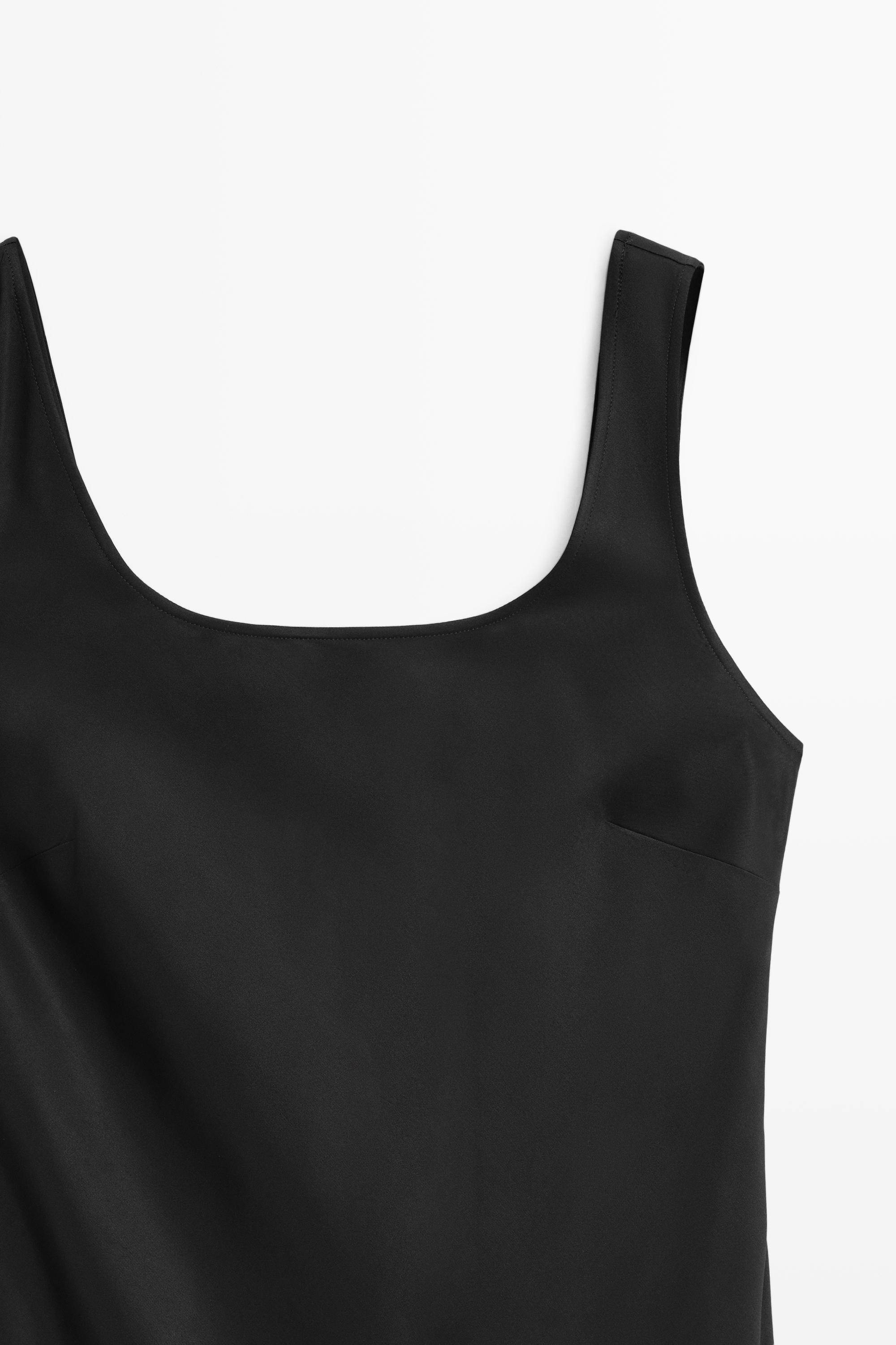 Flowing short strap dress — BLACK