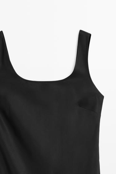 Flowing short strap dress — BLACK 4