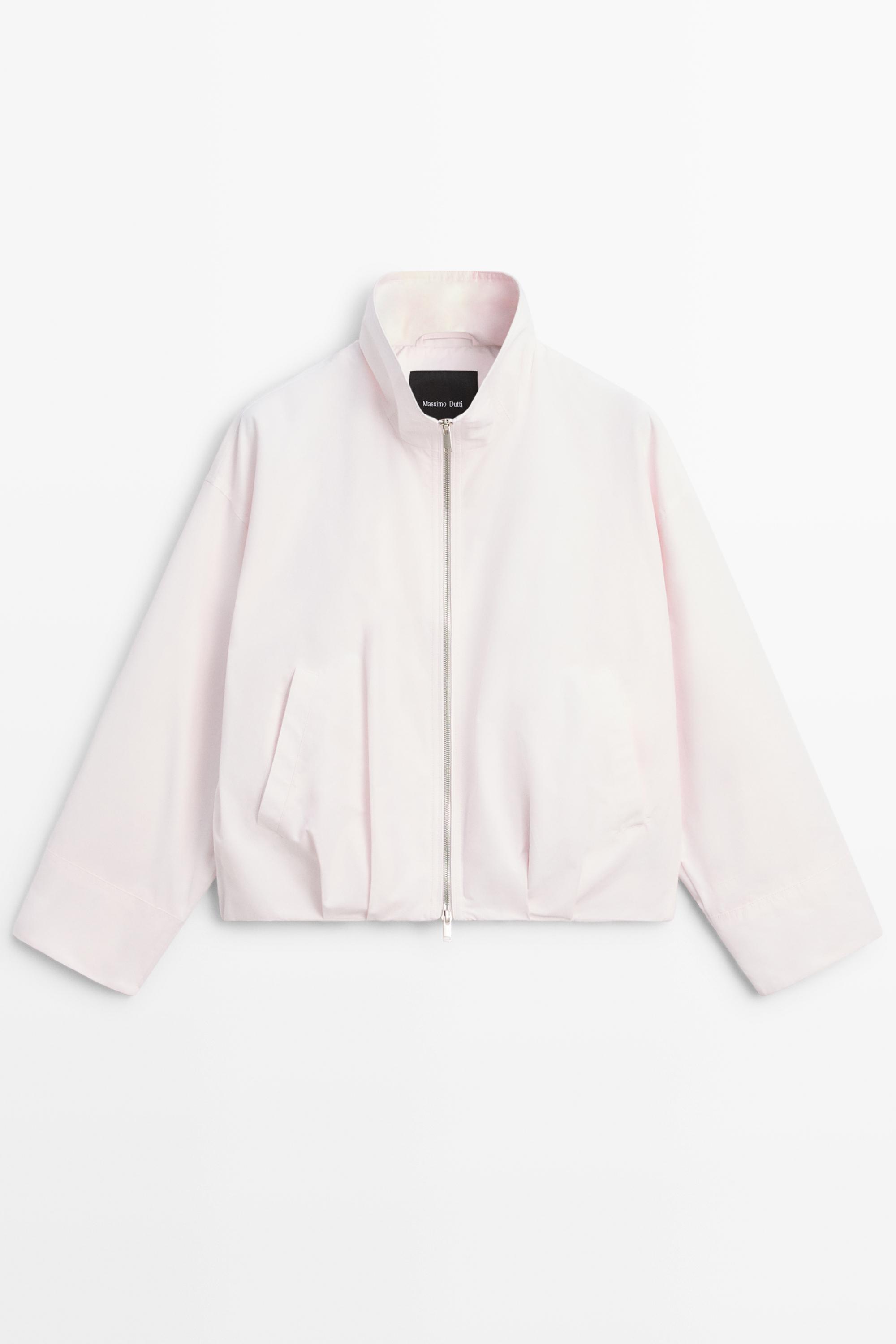 High-neck bomber jacket — ROSE PINK