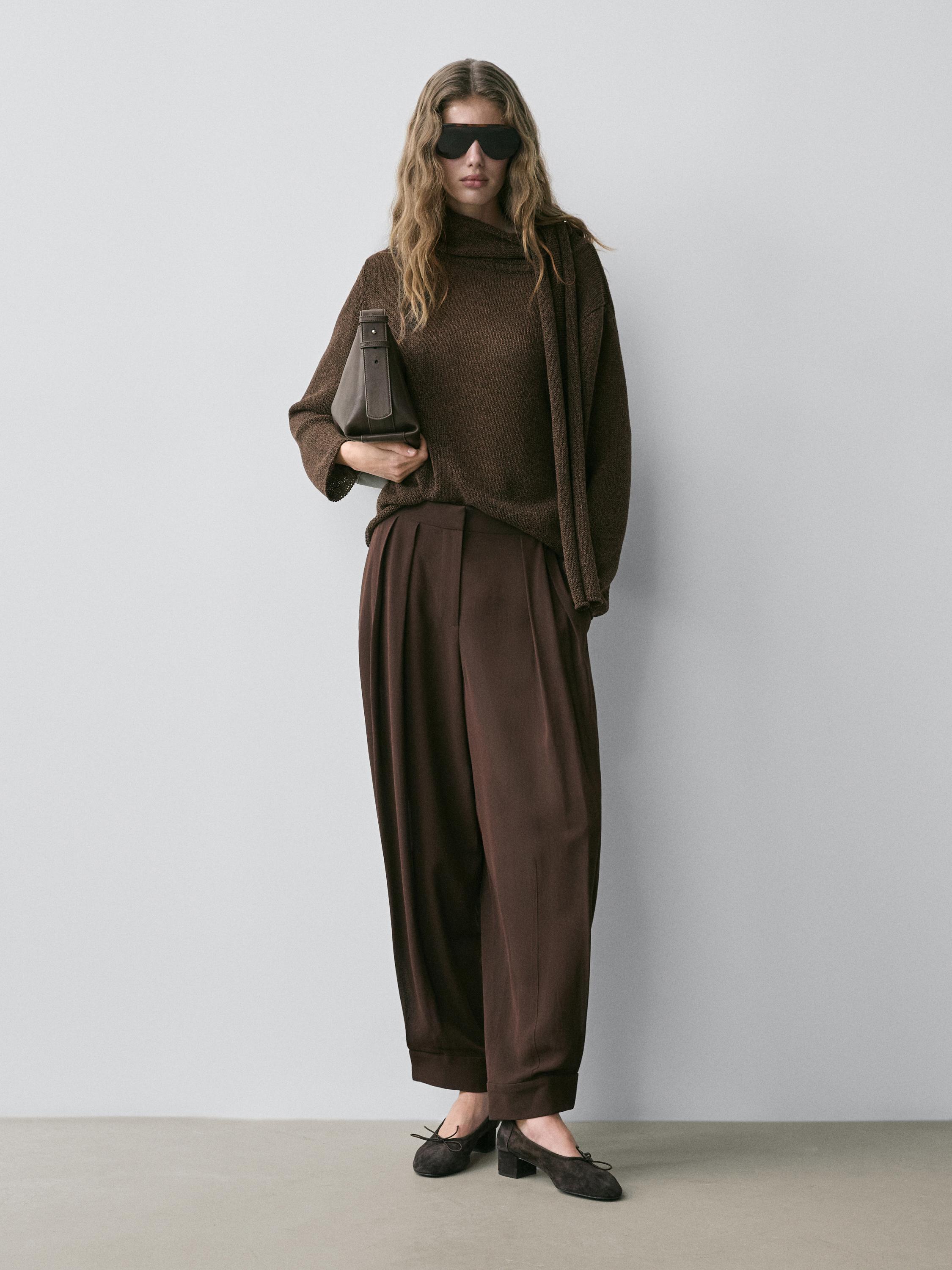 Darted sarouel trousers — BROWN