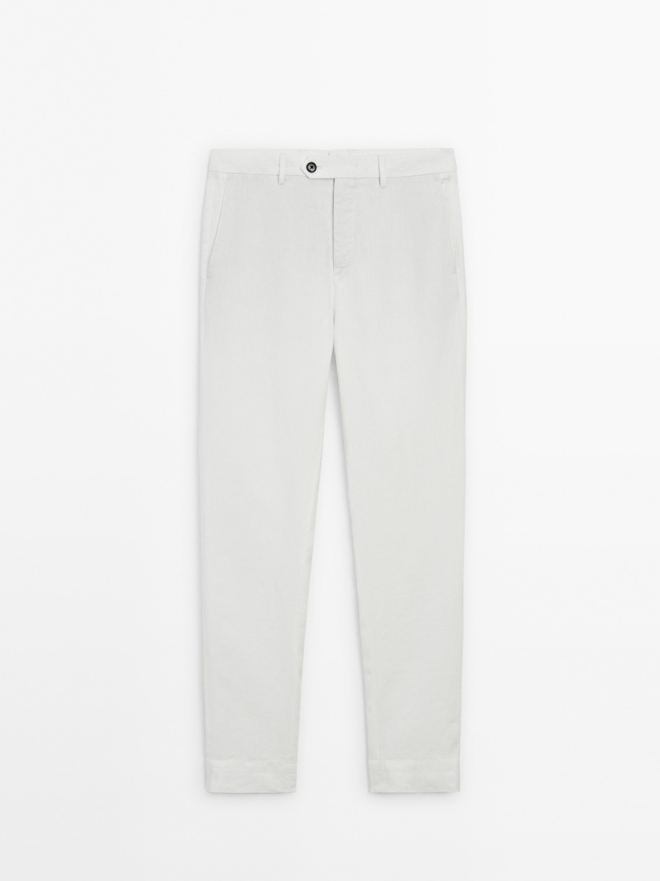 Pantalón tapered fit 100% lino