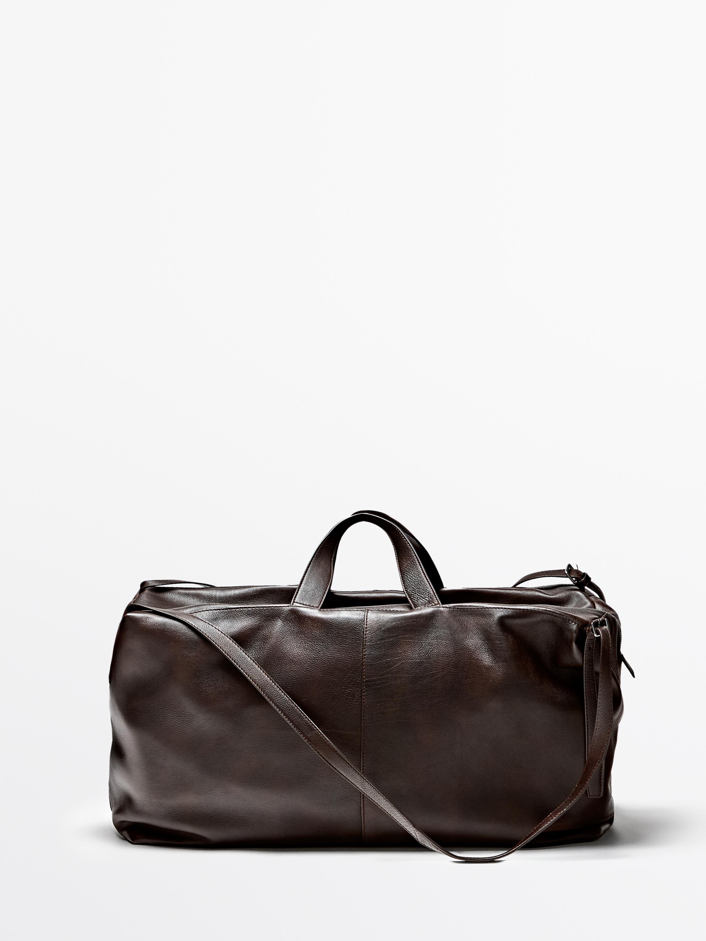 Nappa leather maxi duffle bag — BROWN