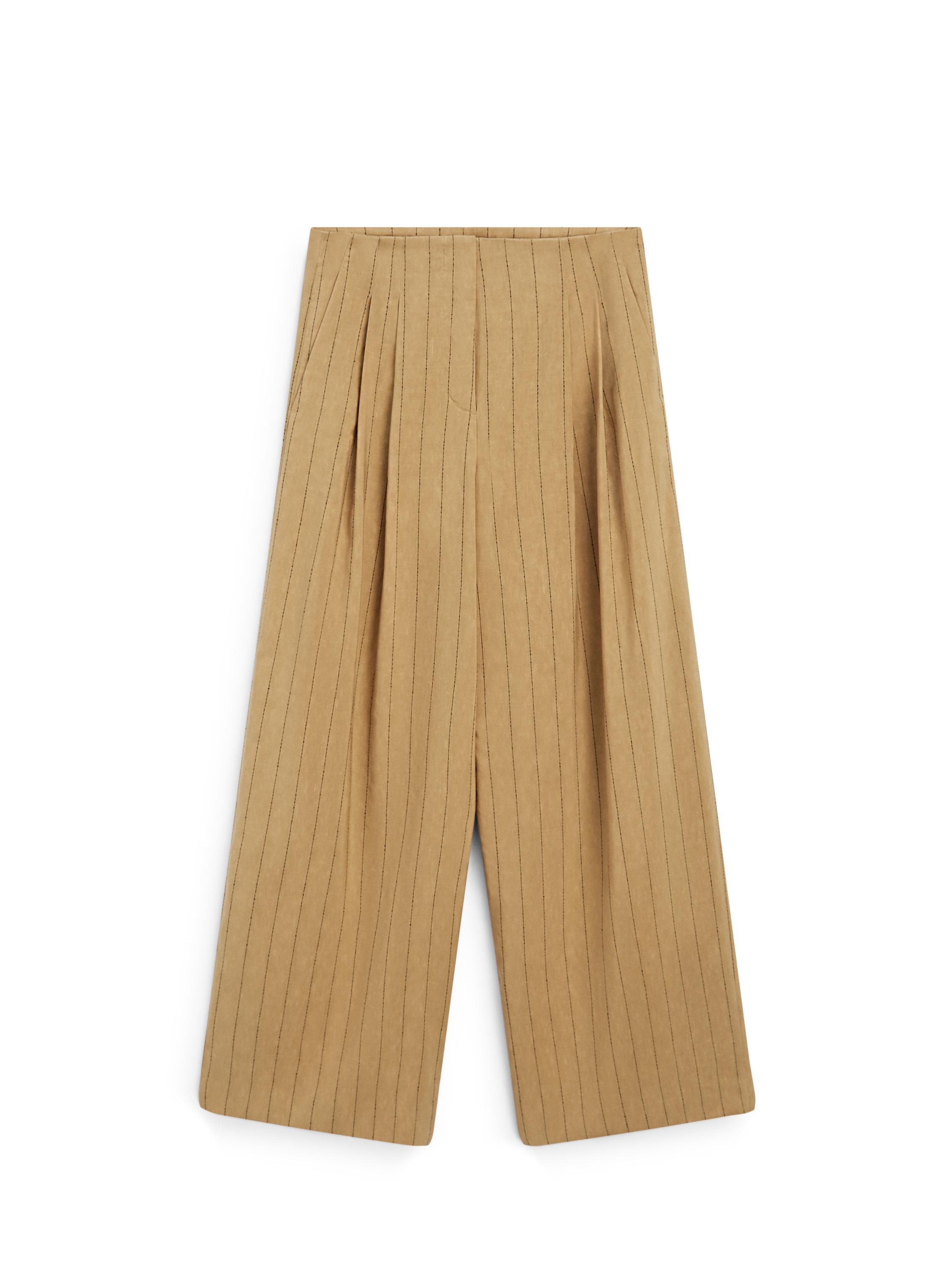 Darted wide-leg trousers — MUSTARD YELLOW