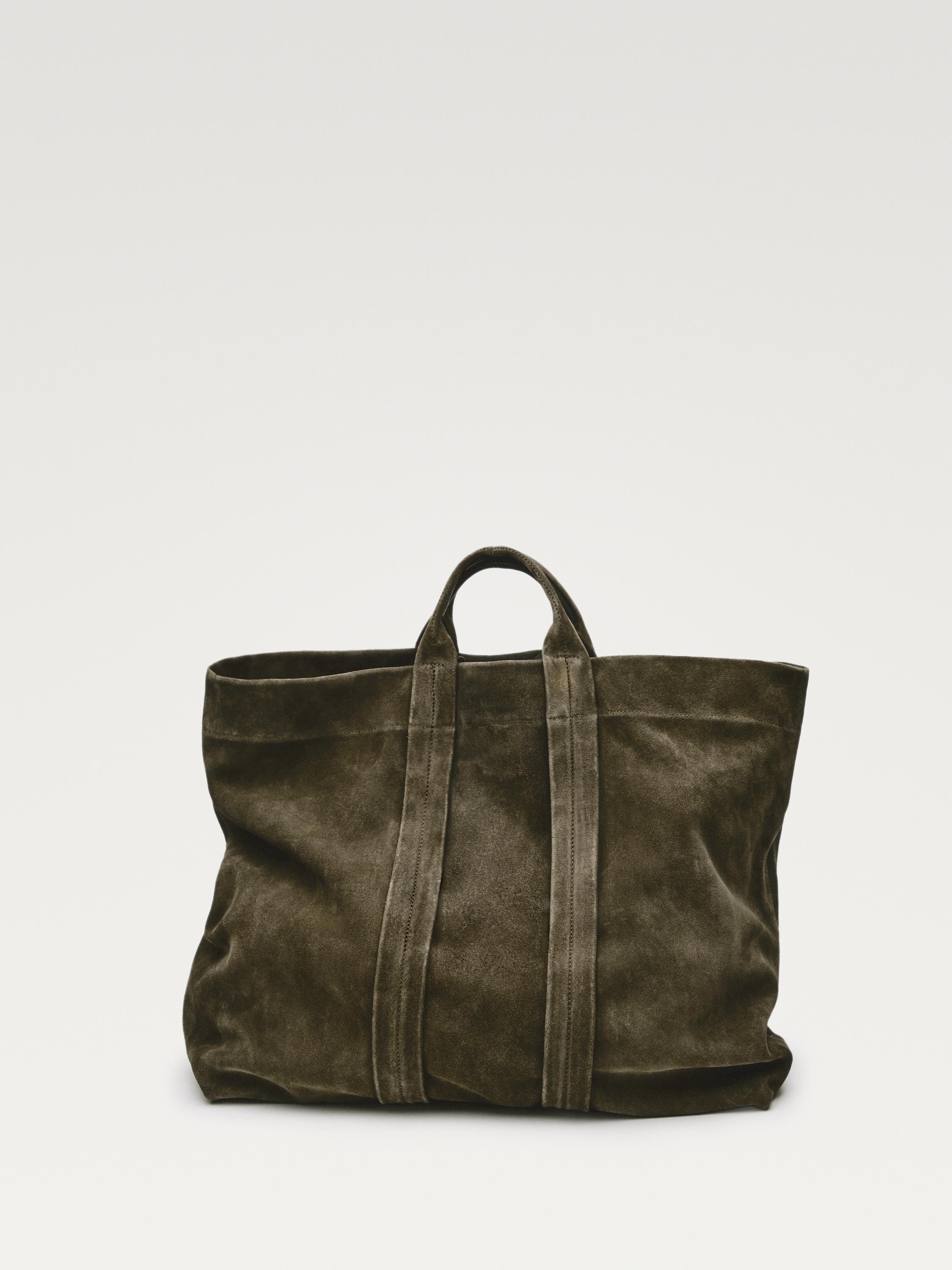 Split suede leather shopper bag