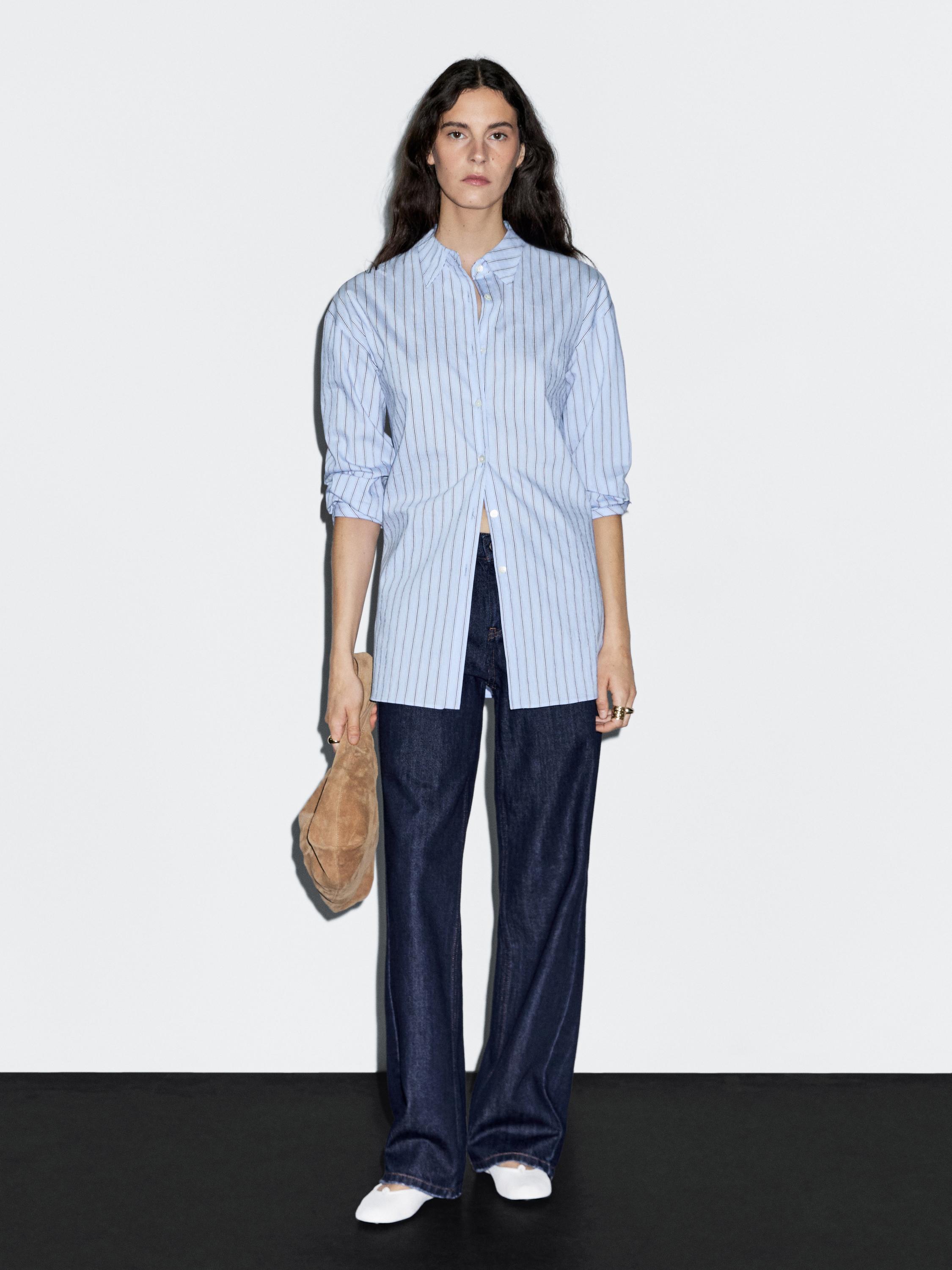 Striped cotton blend shirt