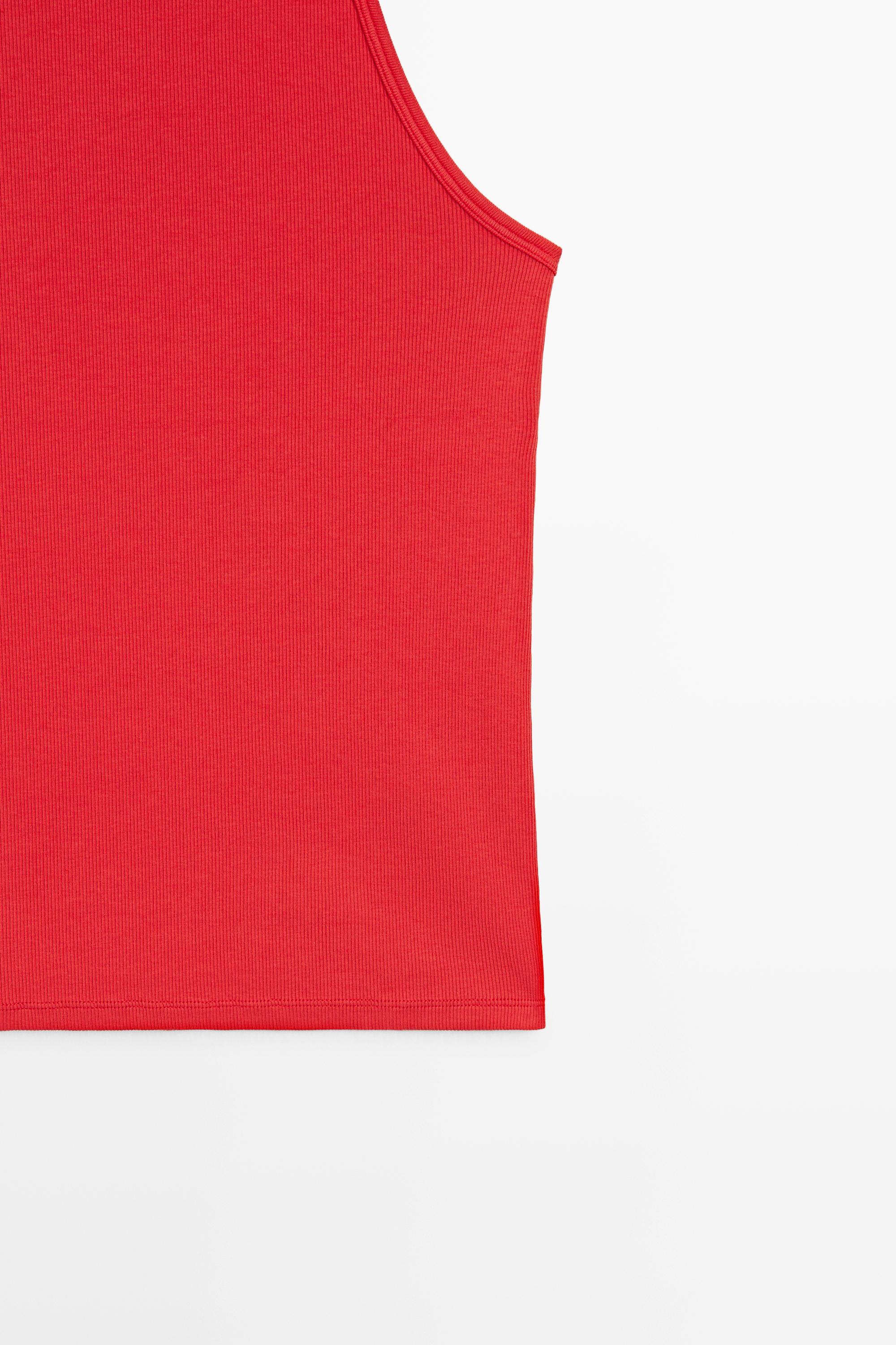 Cotton blend halter top — CORAL