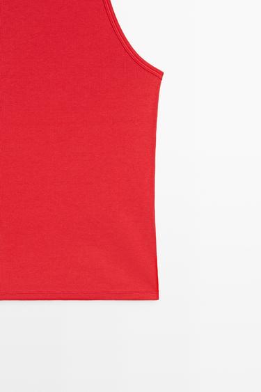 Cotton blend halter top — CORAL 7