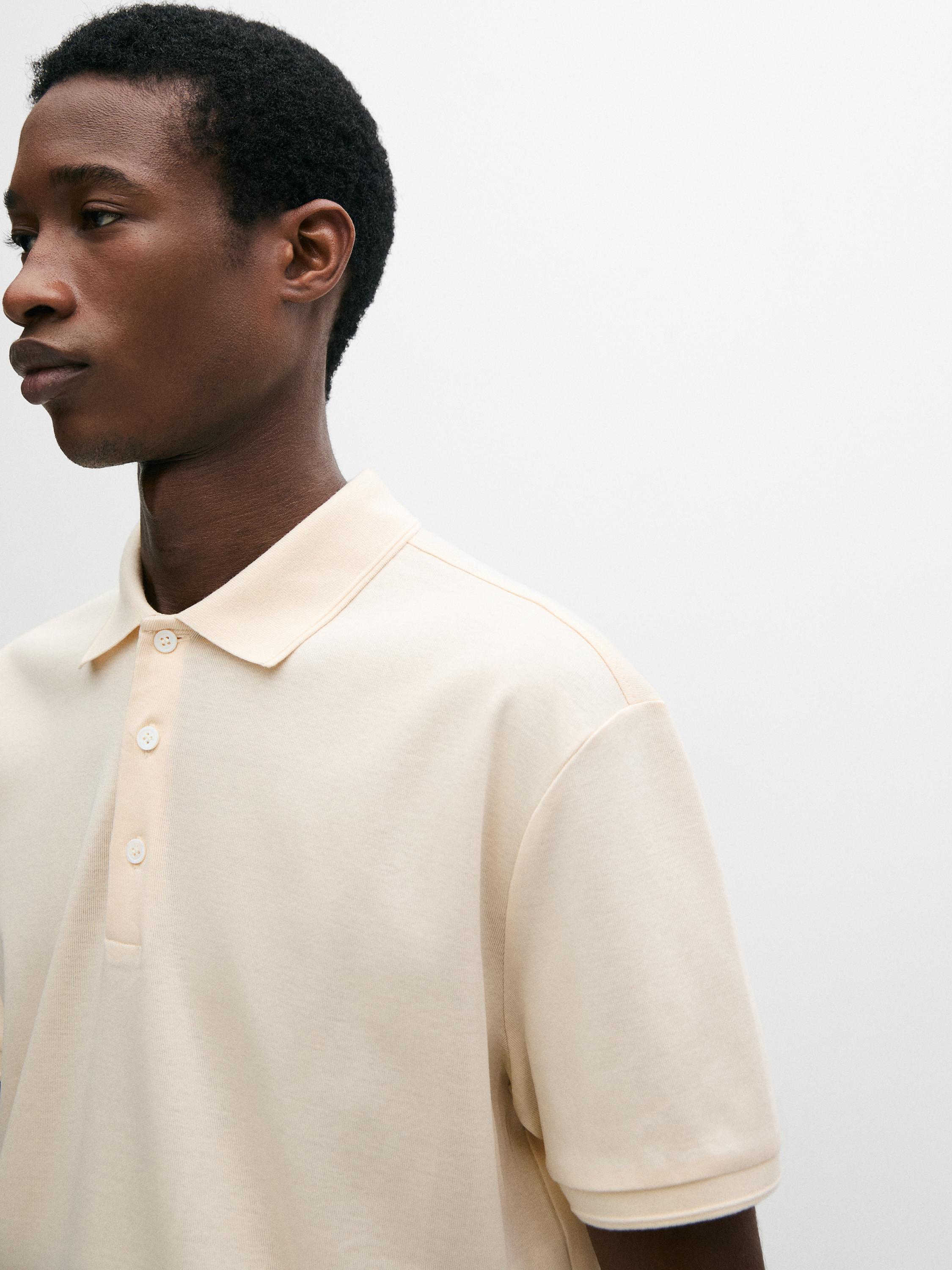 Short sleeve cotton polo shirt — Yellow