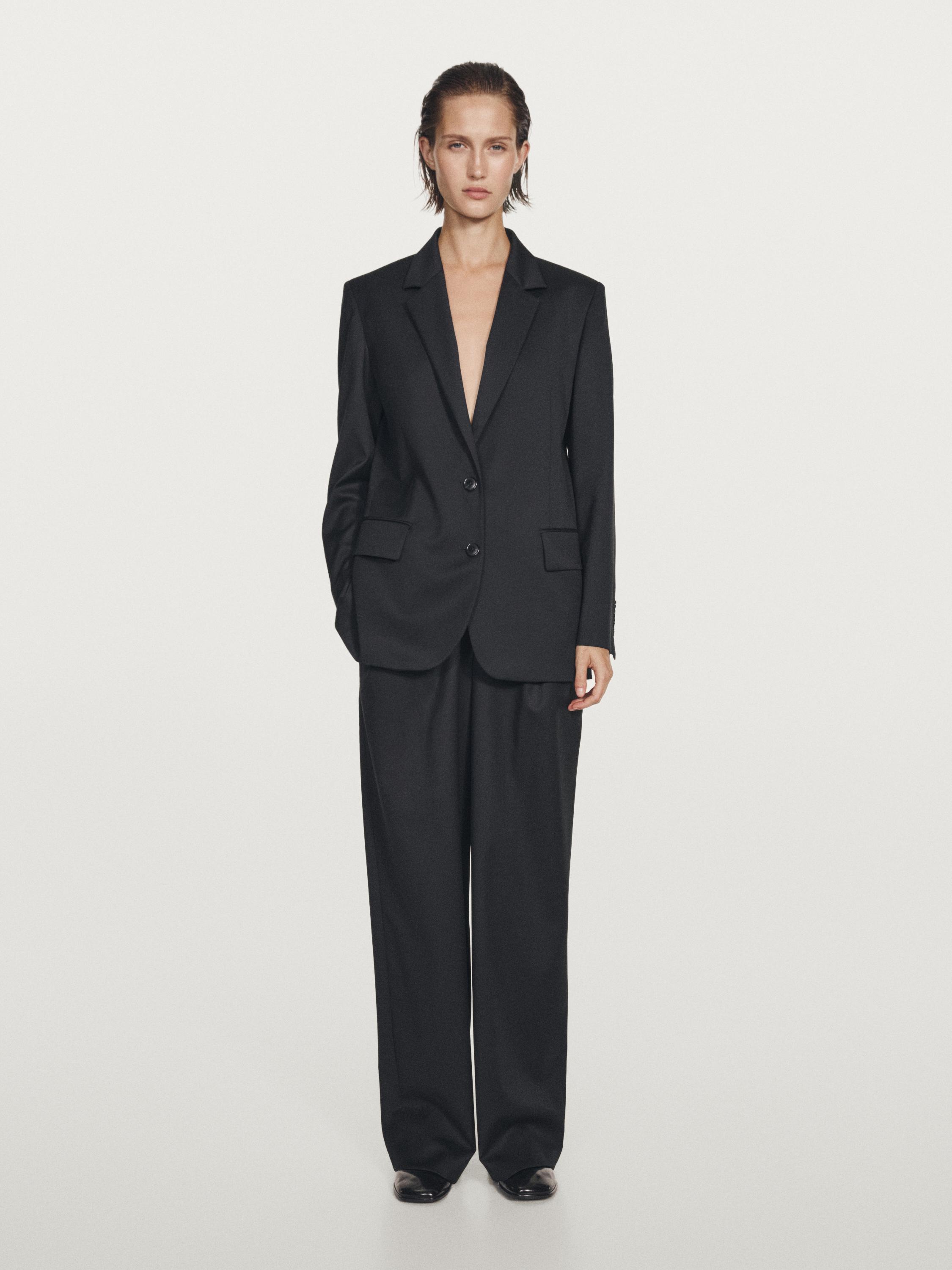 100% extra fine wool two-button blazer — NAVY BLUE