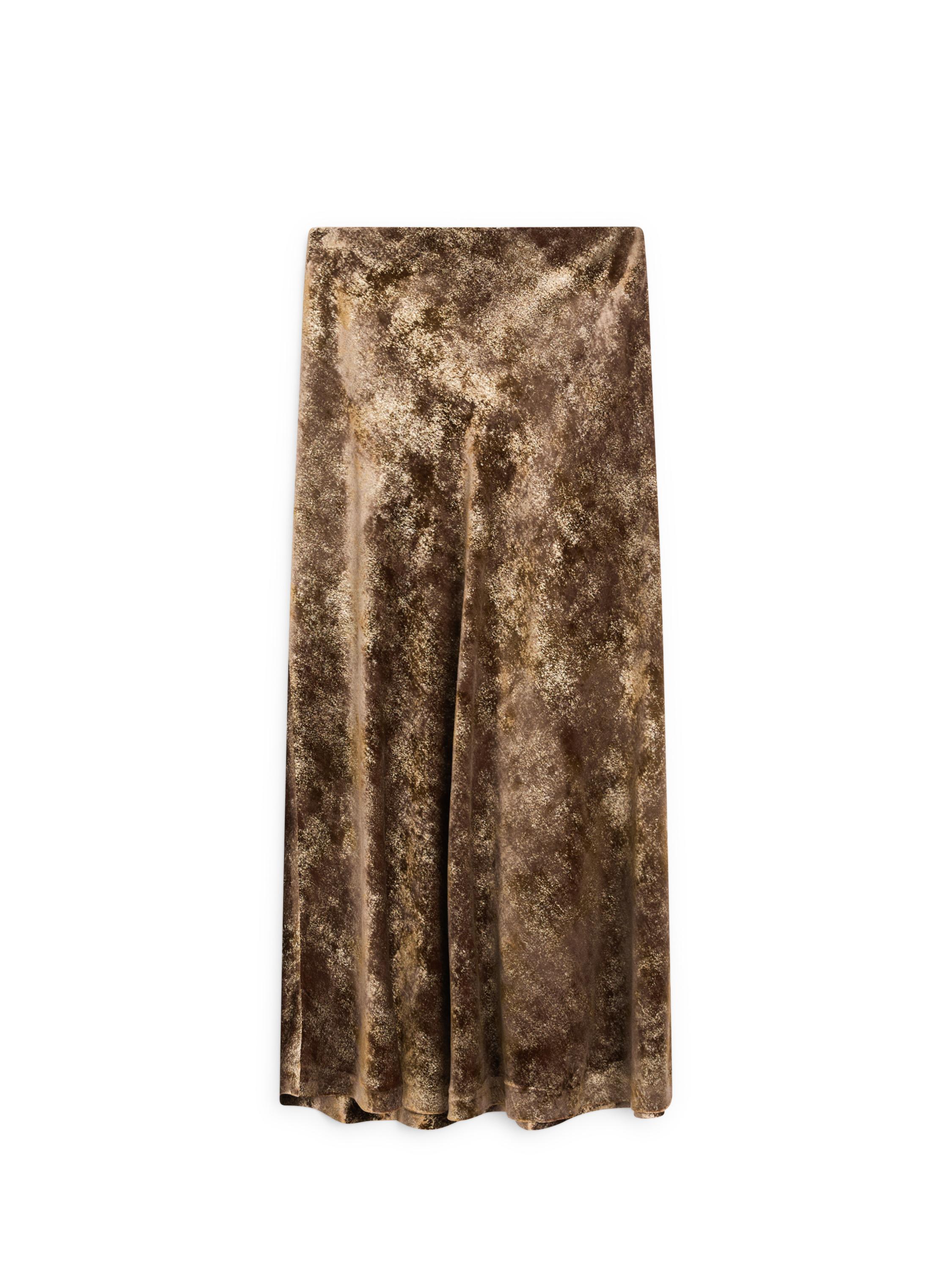 Long velvet skirt with metallic finish — GOLDEN