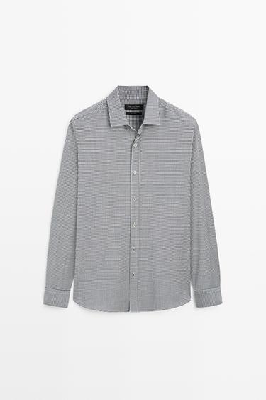 100% wool regular fit check shirt — NAVY BLUE 2