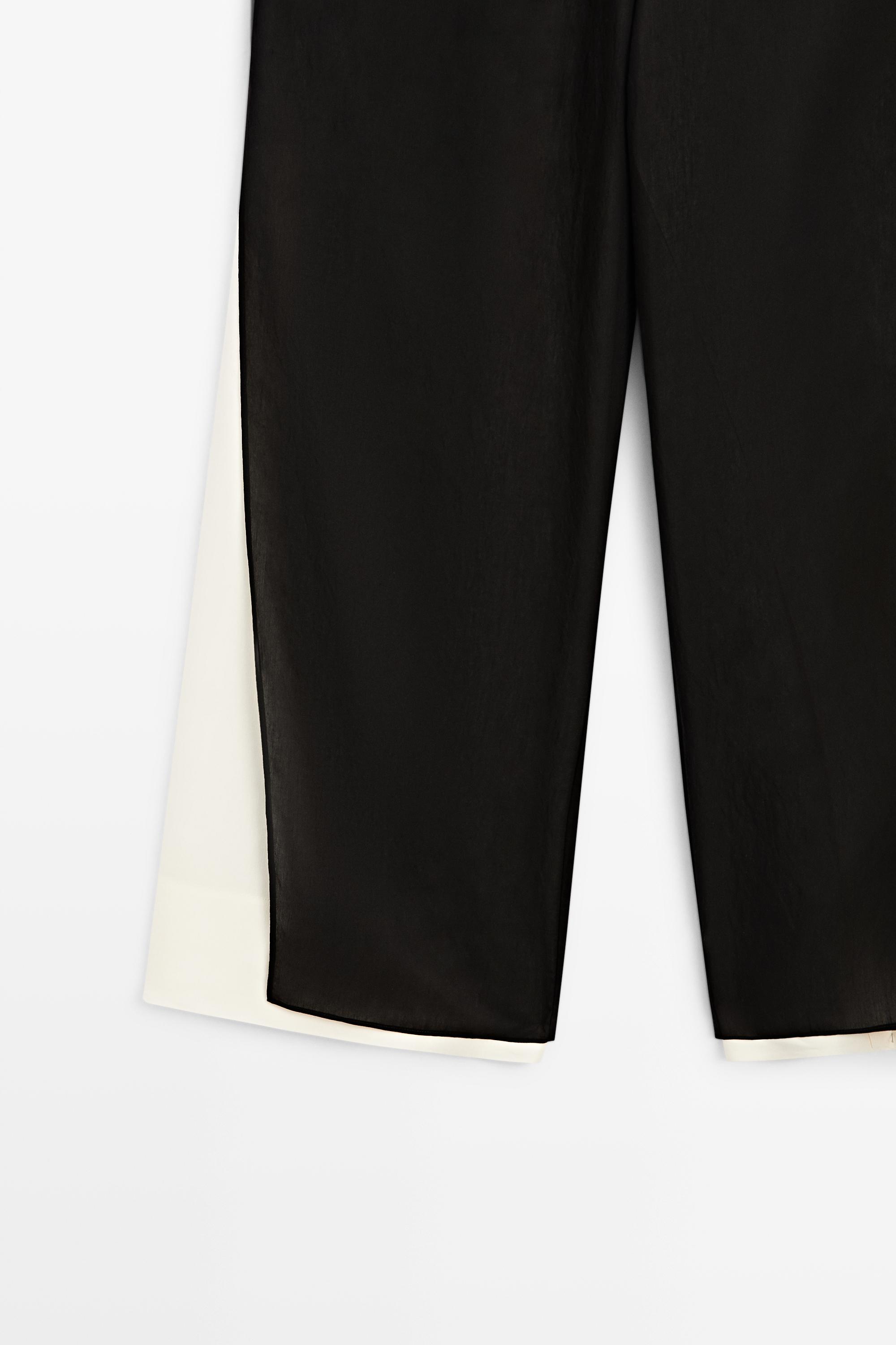 Flowing wide-leg co-ord pants — BLACK