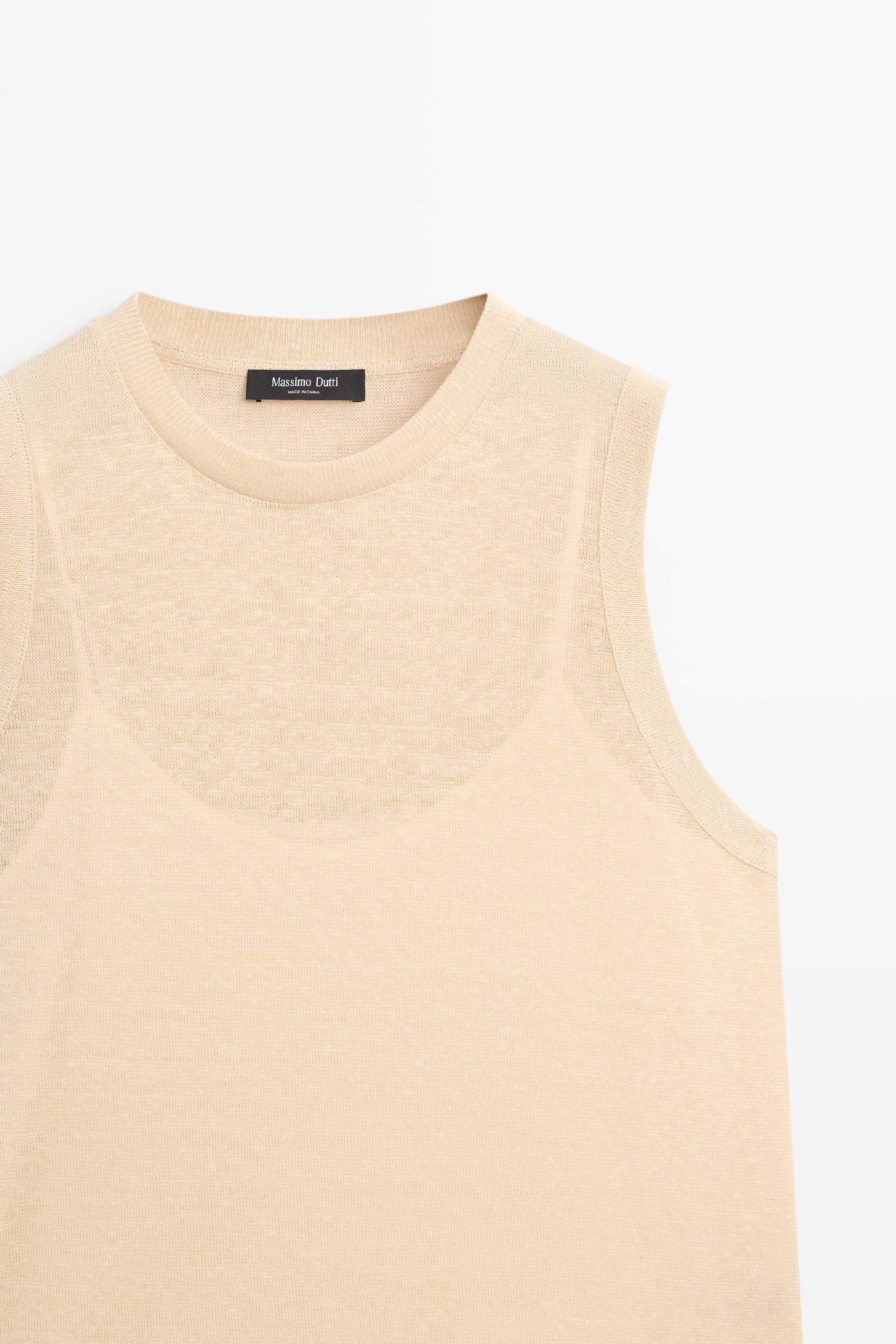 Sleeveless top with lace detail — Washed