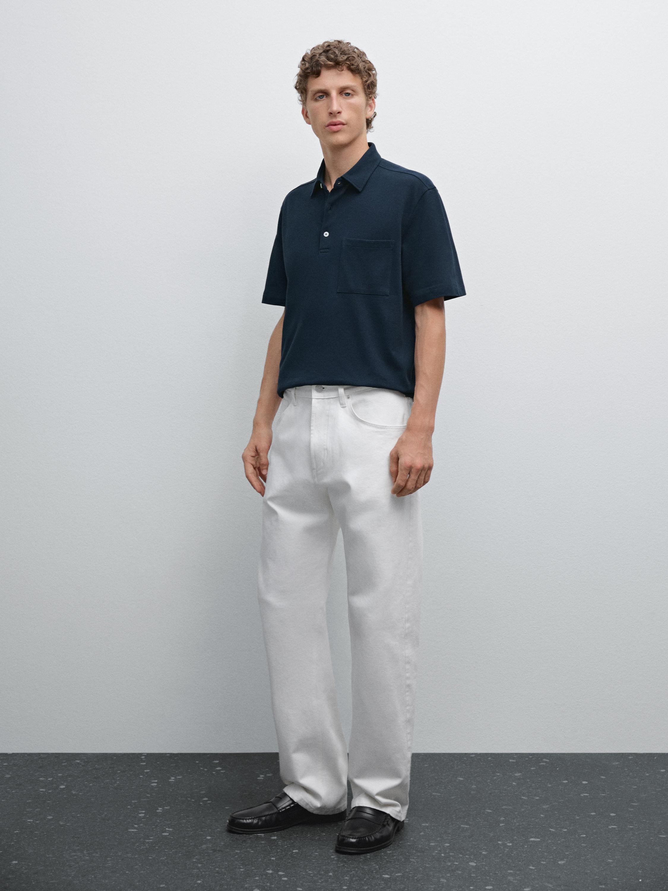 Piqué textured 100% cotton polo shirt