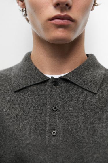 Wool blend polo sweater — DARK GREY 8