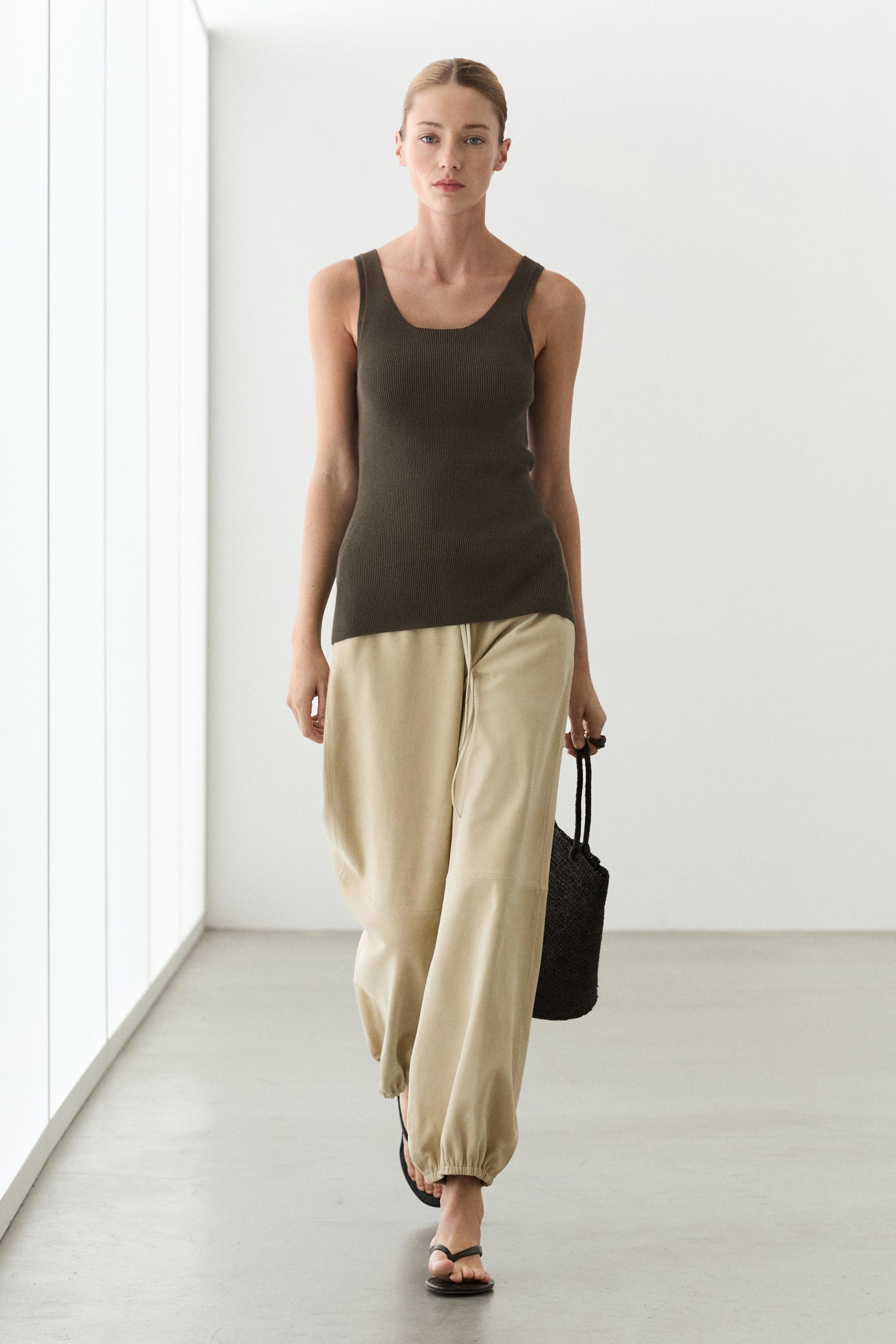 100% cotton ribbed tank top — OLIVE