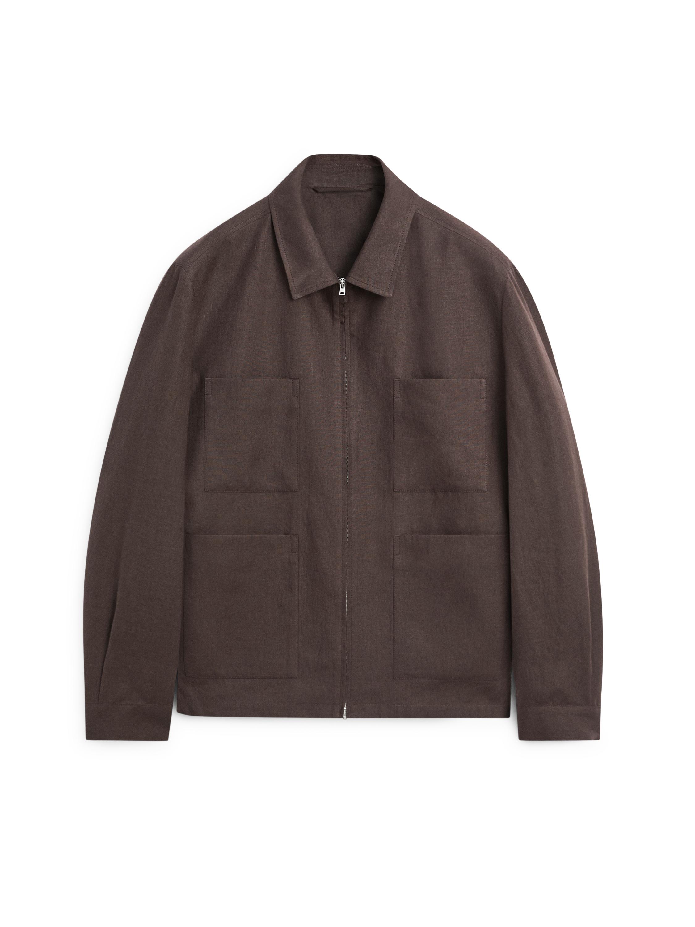 Total look linen overshirt — Chocolate