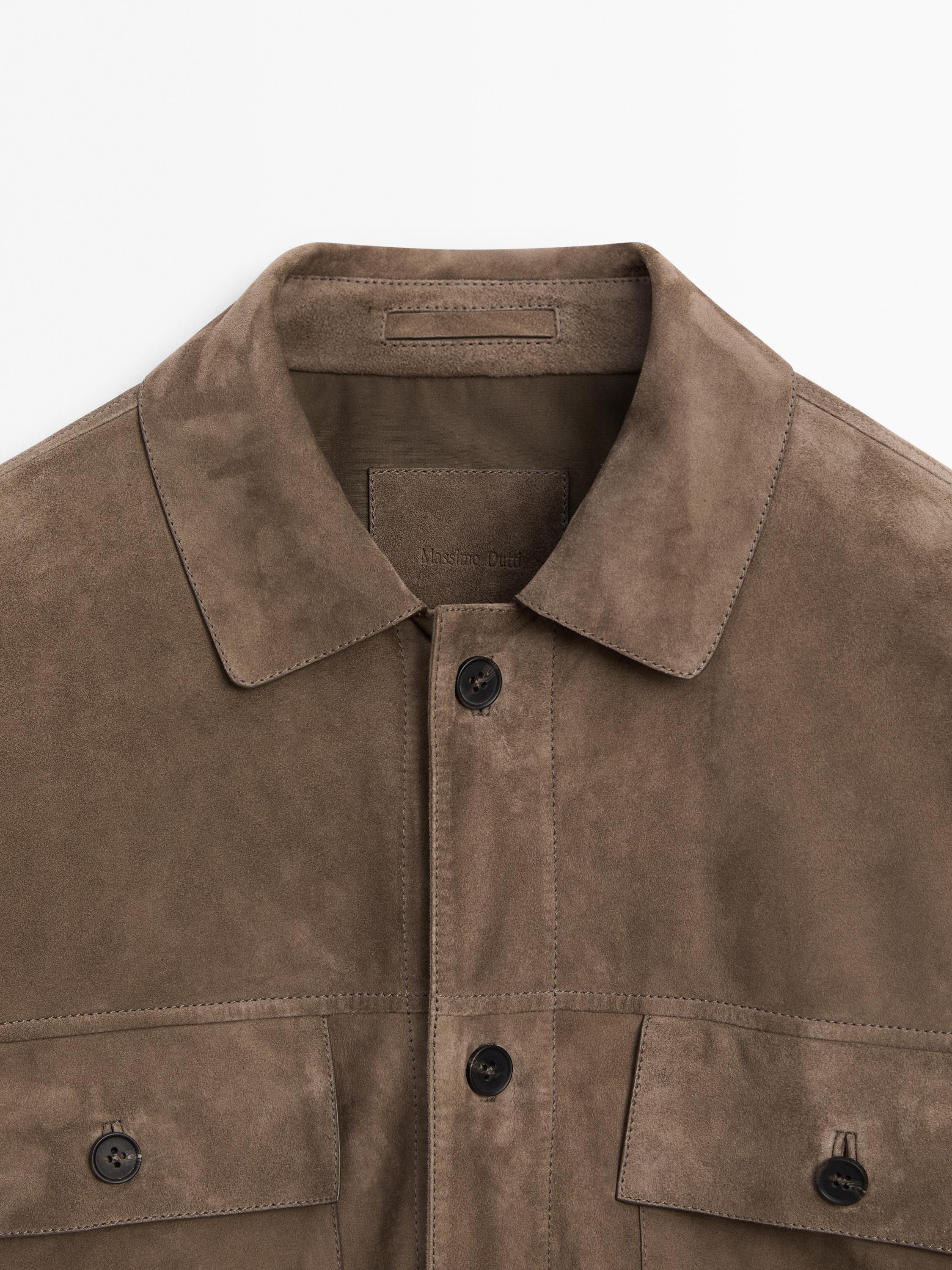 Suede overshirt with chest pockets