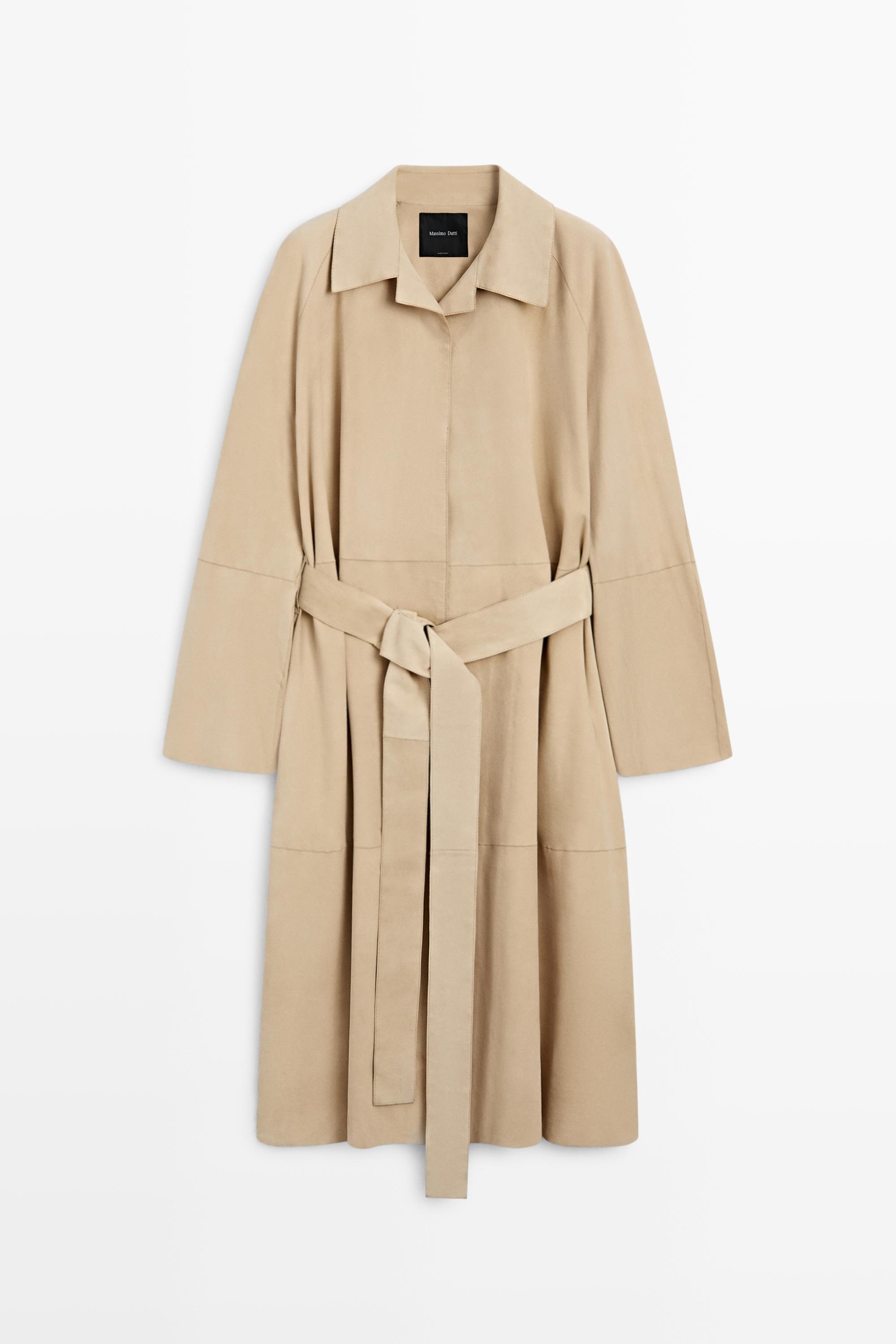 Long suede leather coat