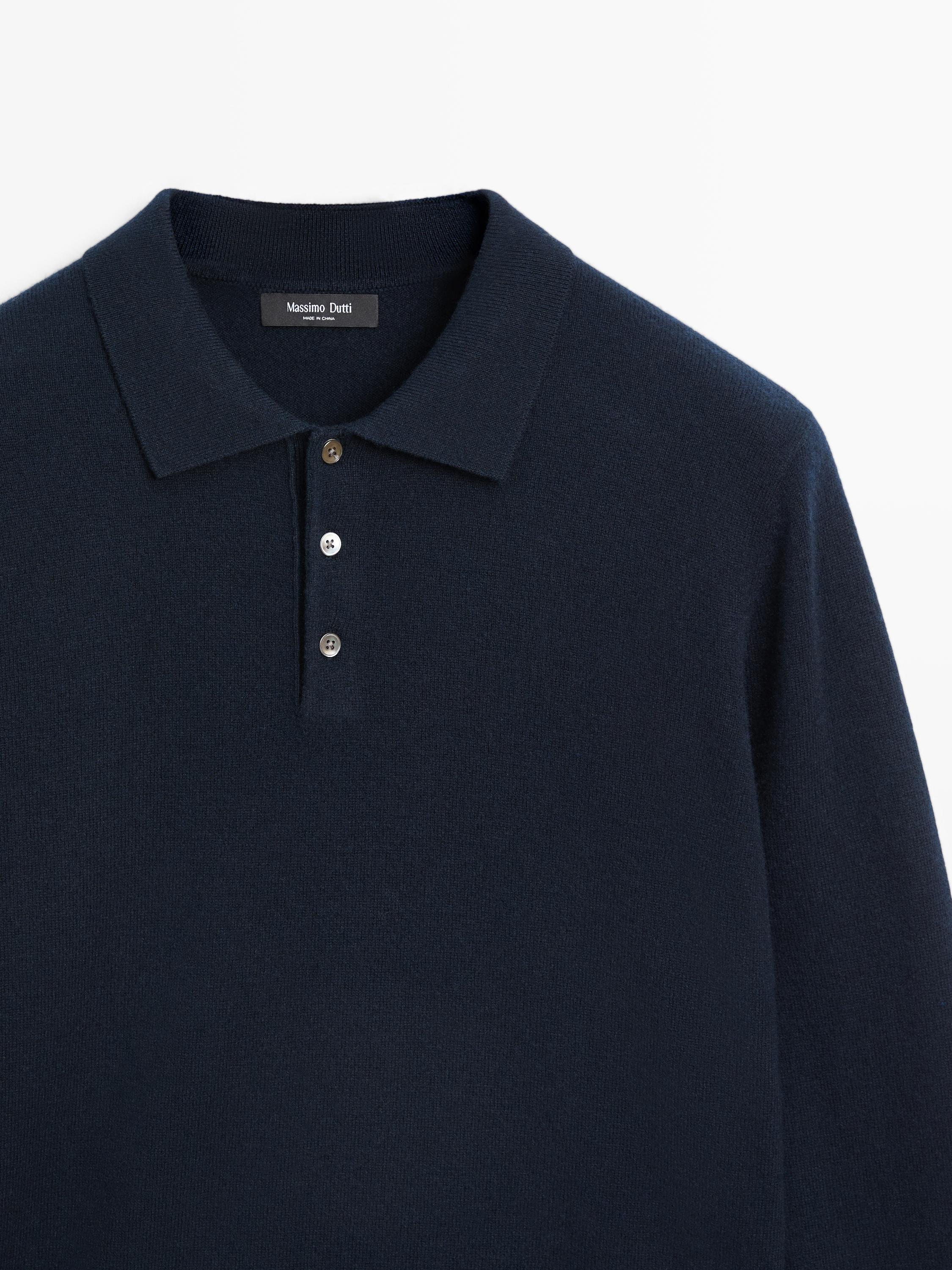 Wool blend knit polo jumper