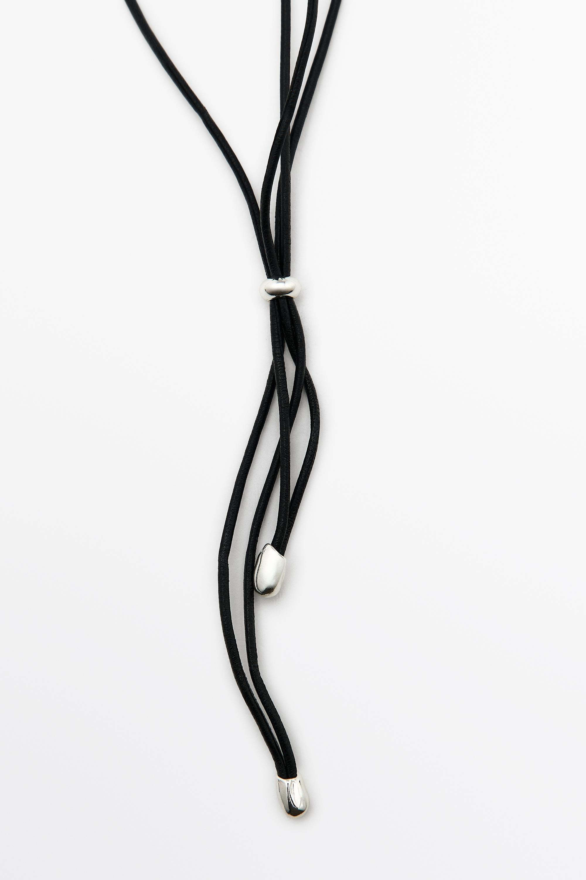 Envelope cord necklace — SILVER
