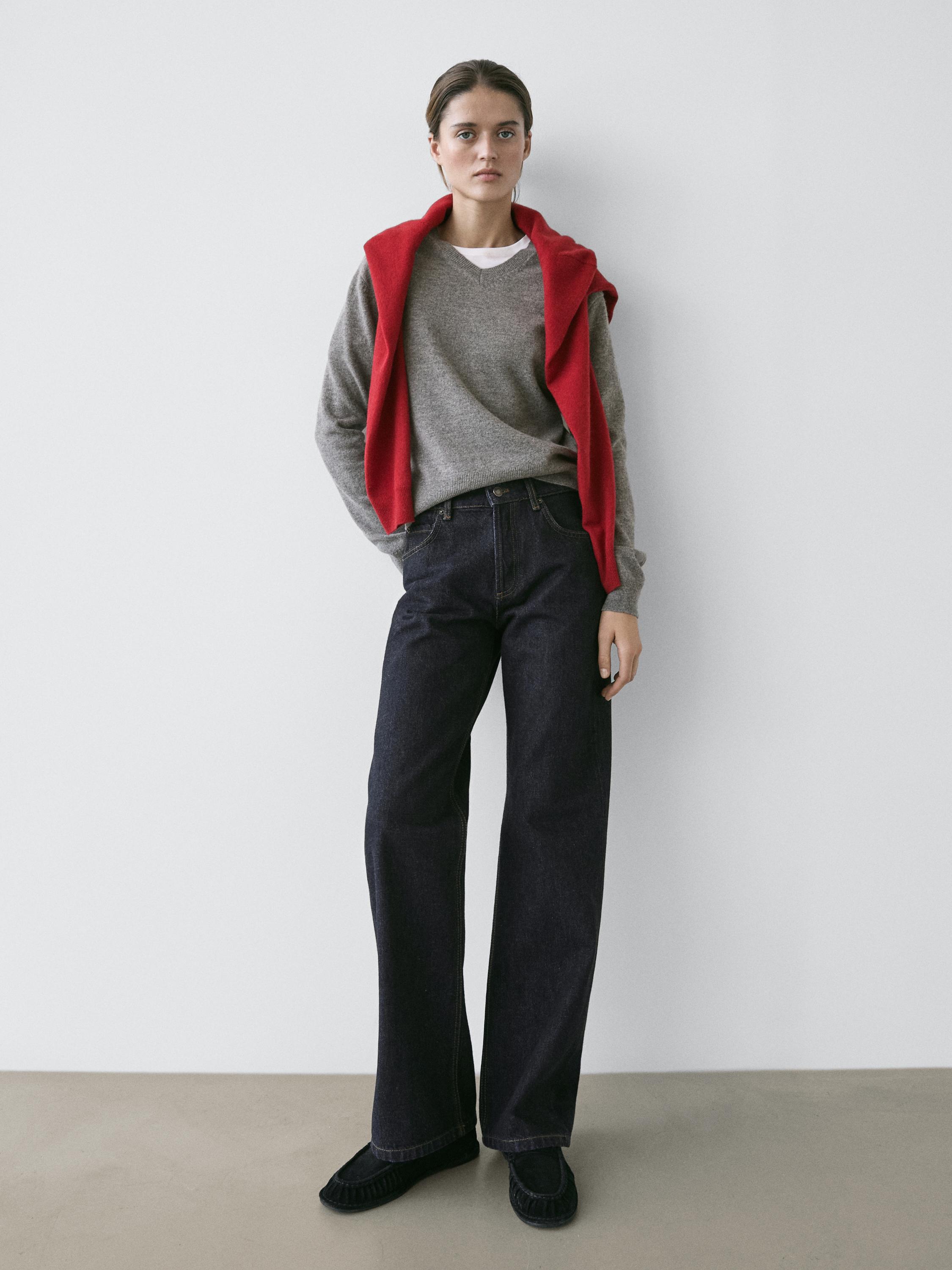 Wide-Leg-Jeans mit halbhohem Bund