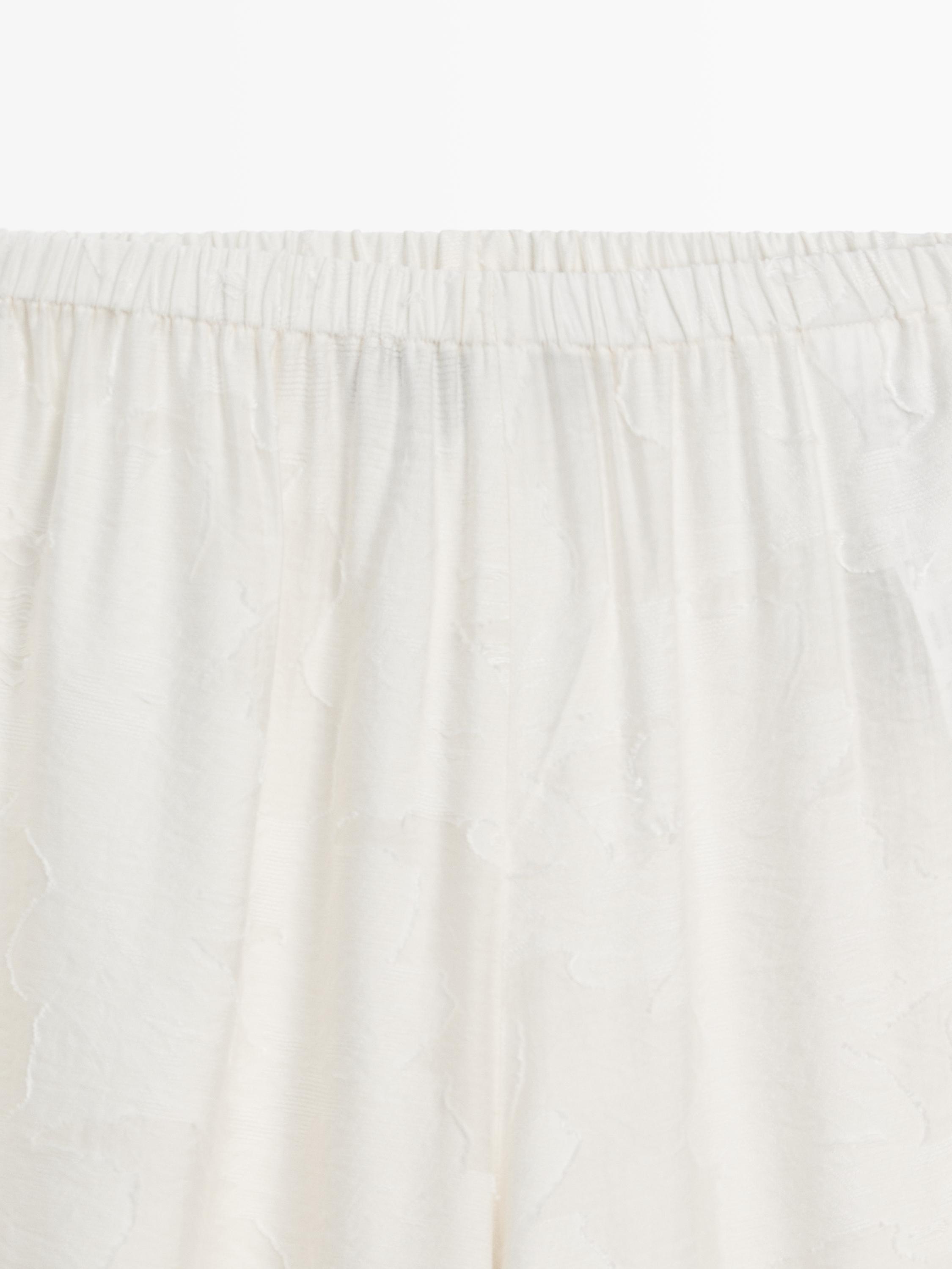 Flowing stretch trousers with fabric detail — WHITE