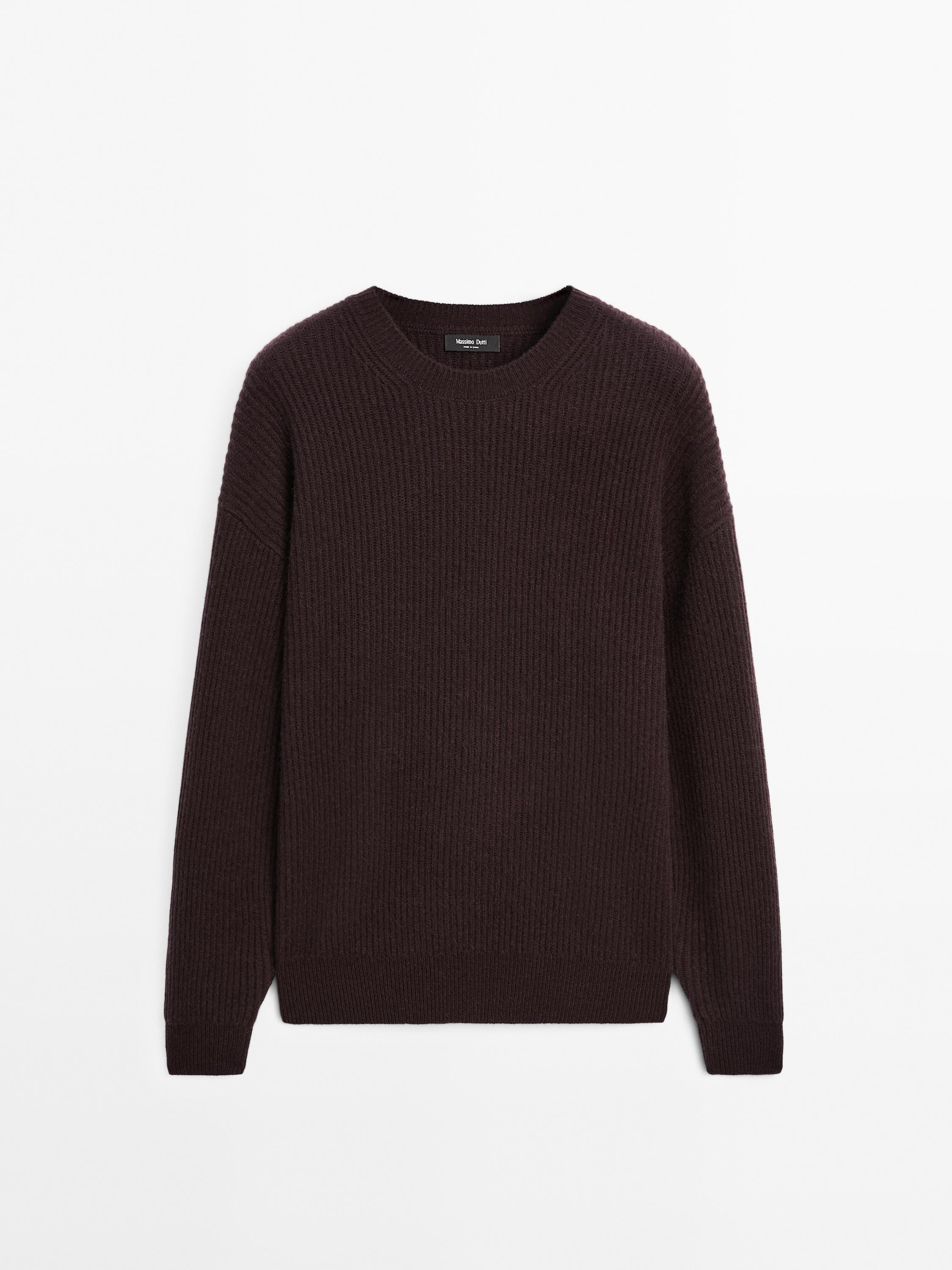 100% cashmere ribbed knit sweater
