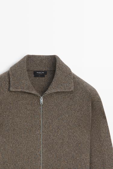 100% wool knit zip-up cardigan — MINK 4
