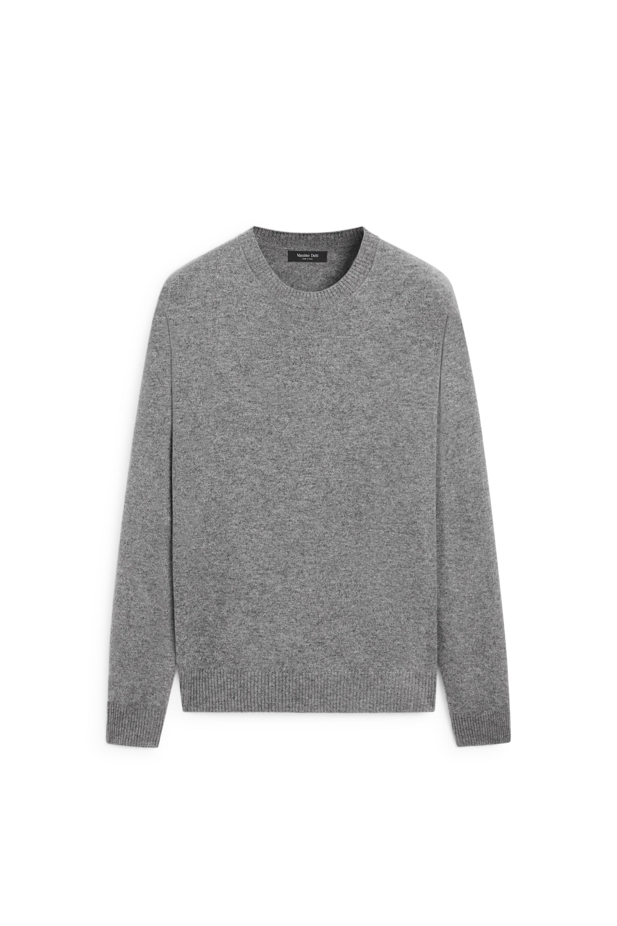 Wool blend round neck knit sweater — ANTHRACITE GREY