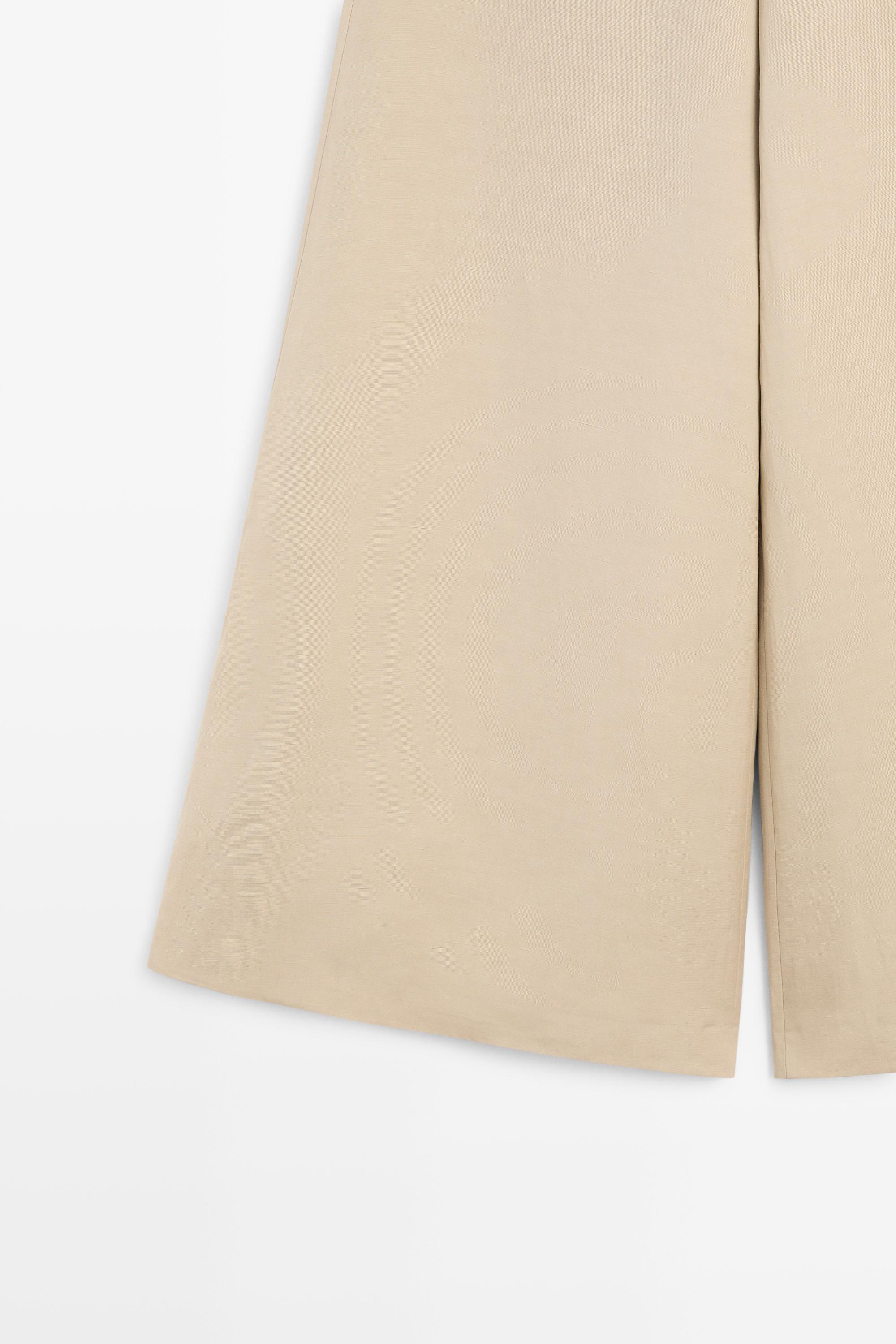 Wide-leg voluminous trousers — BEIGE