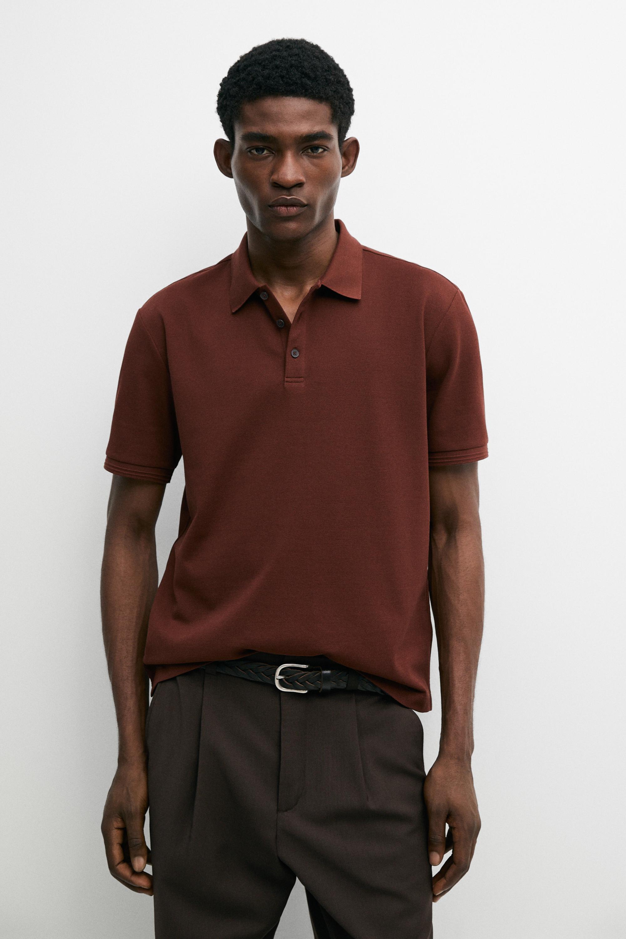 100% cotton short sleeve polo shirt — TERRA-COTTA