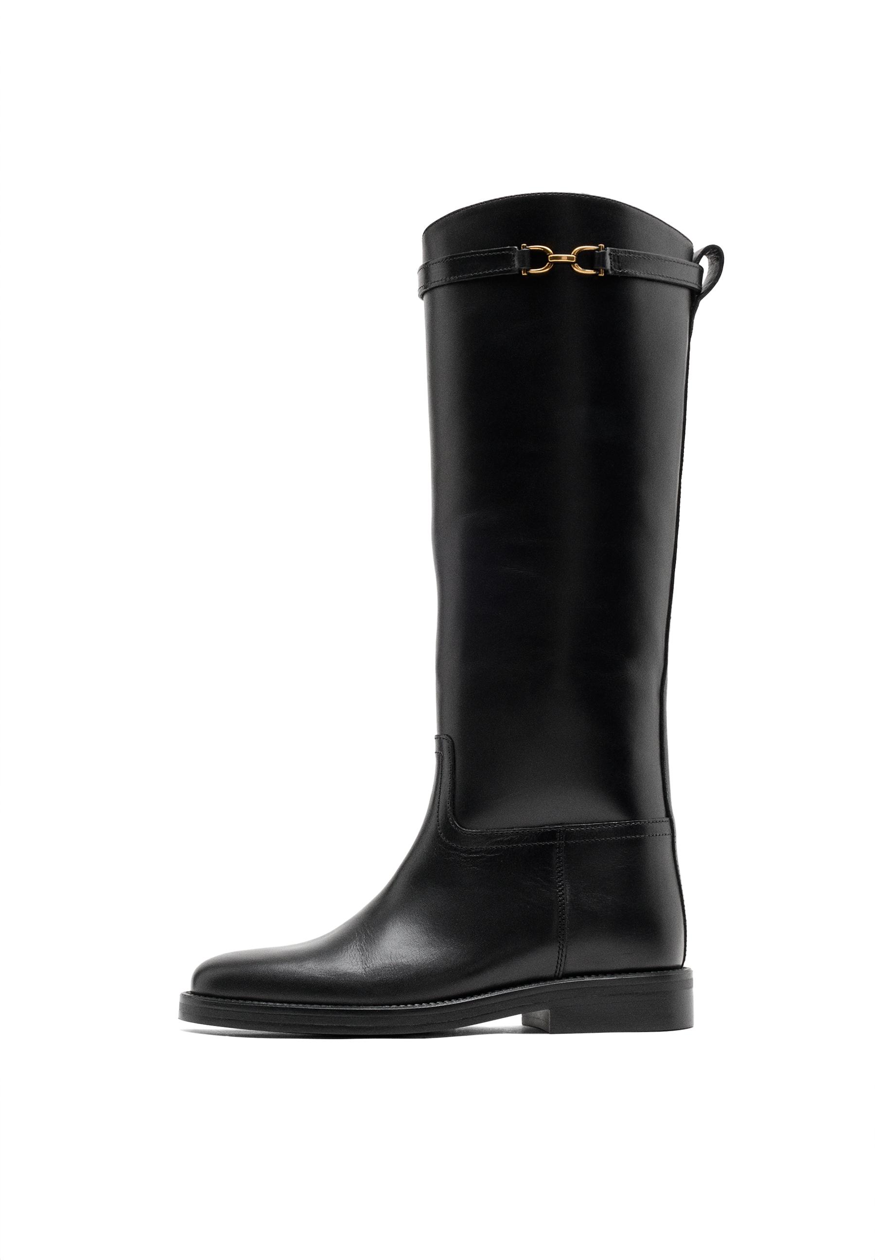 Leather riding boots — BLACK
