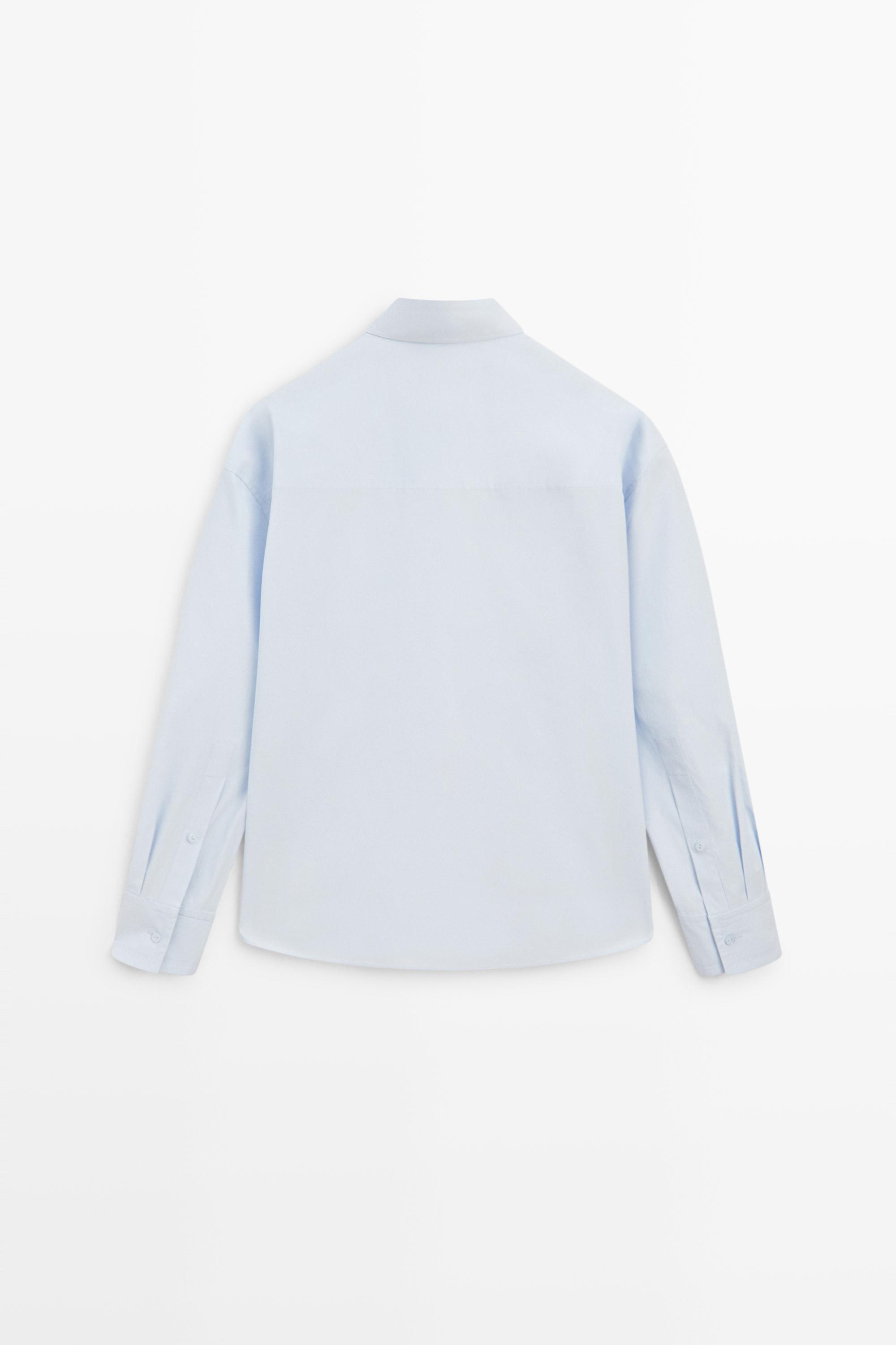 100% cotton shirt with pocket detail — SKY BLUE