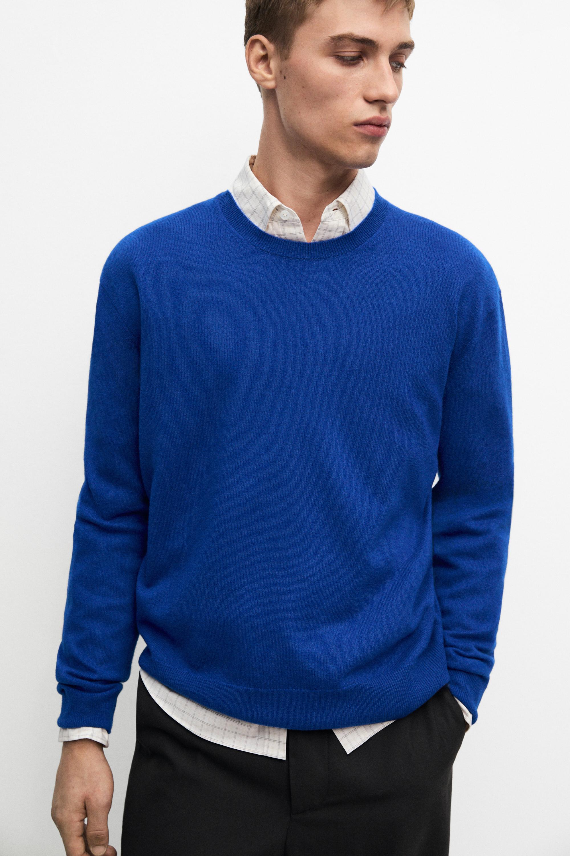 100% cashmere ribbed knit sweater — Blue