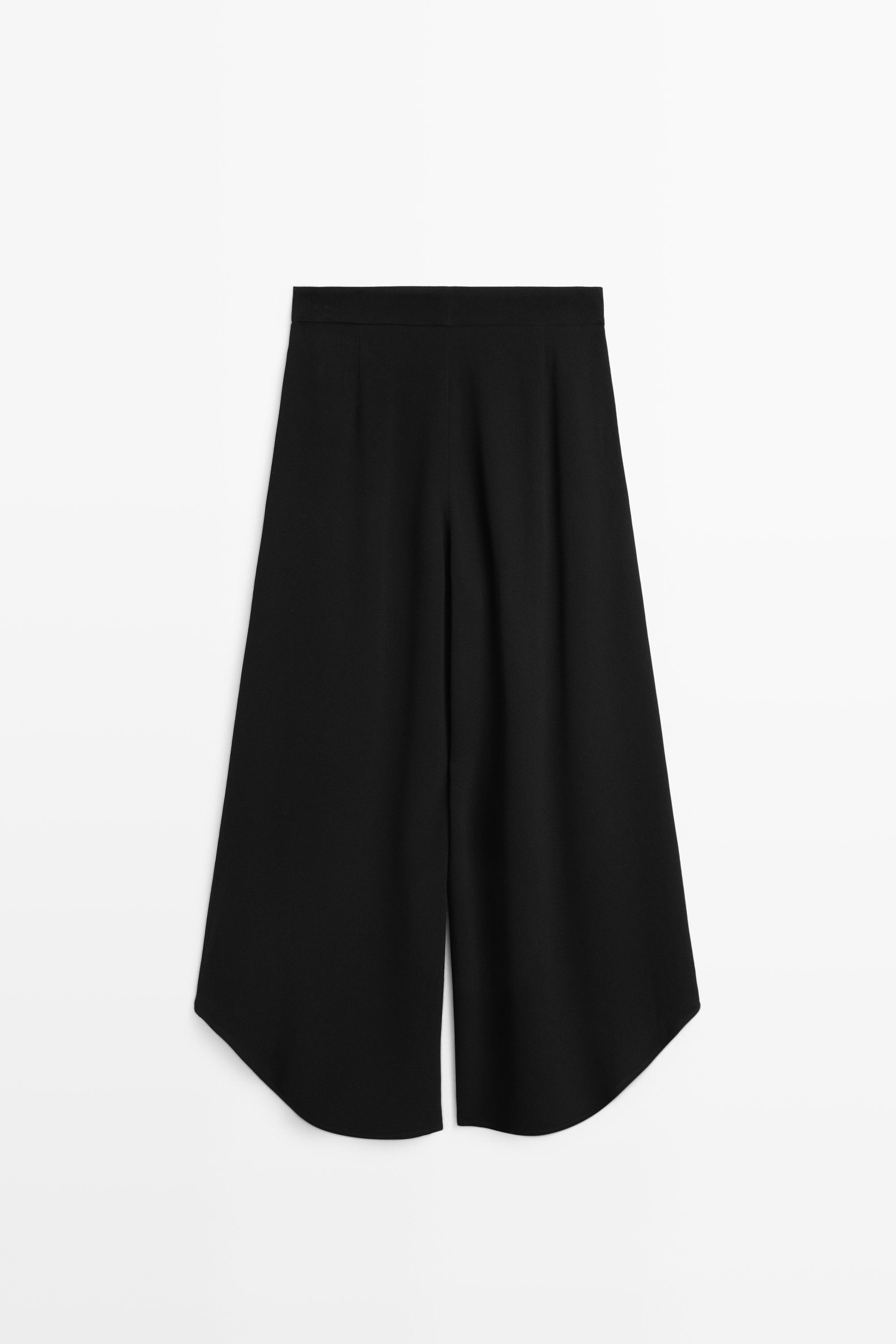 Voluminous wide-leg pleated pants — BLACK