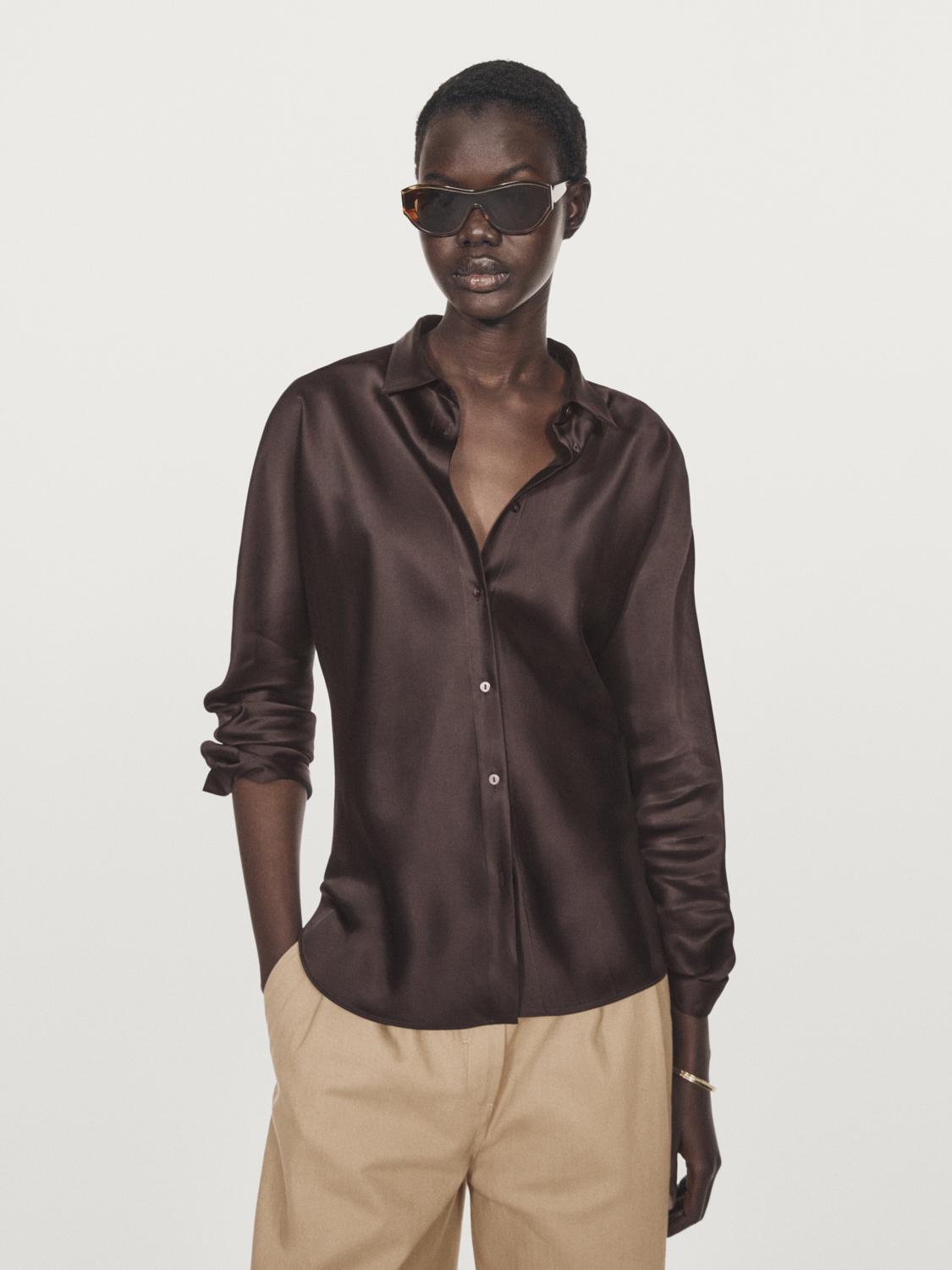 Satin shirt with batwing sleeves