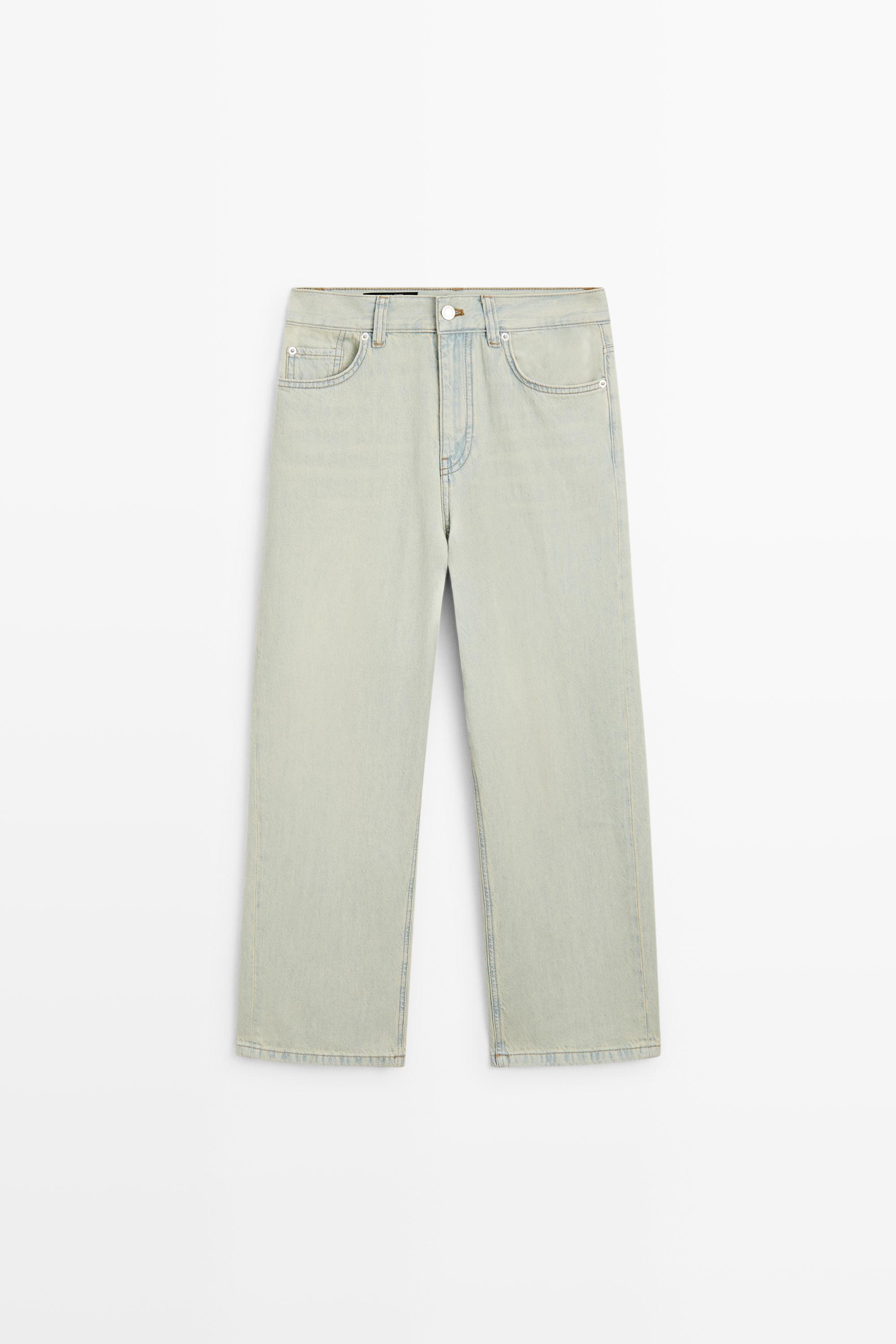 Mid-waist cropped wide-leg jeans — BLUE