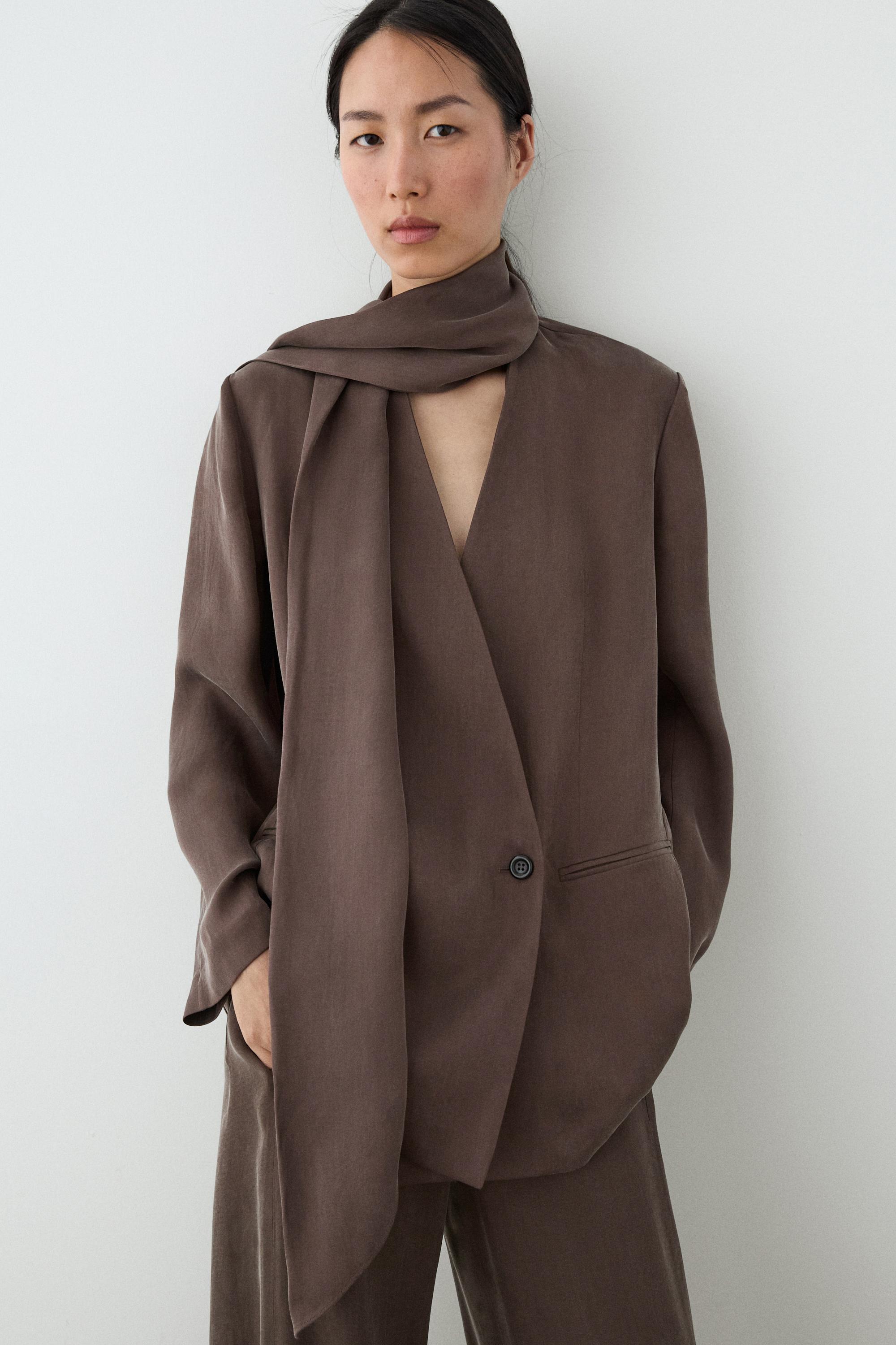Total look flowing overshirt with tie detail — PLUM
