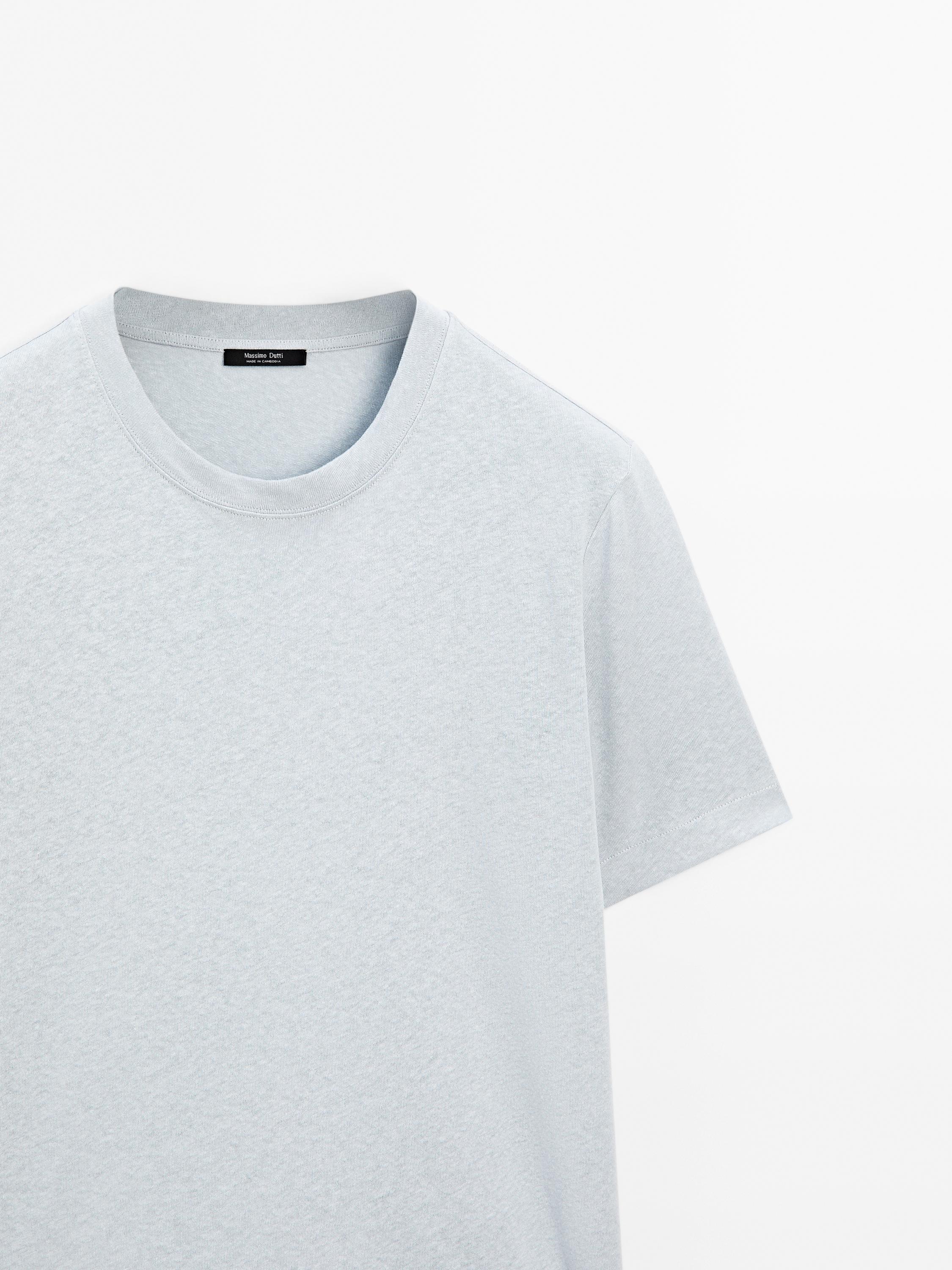 Short-sleeved T-shirt with linen