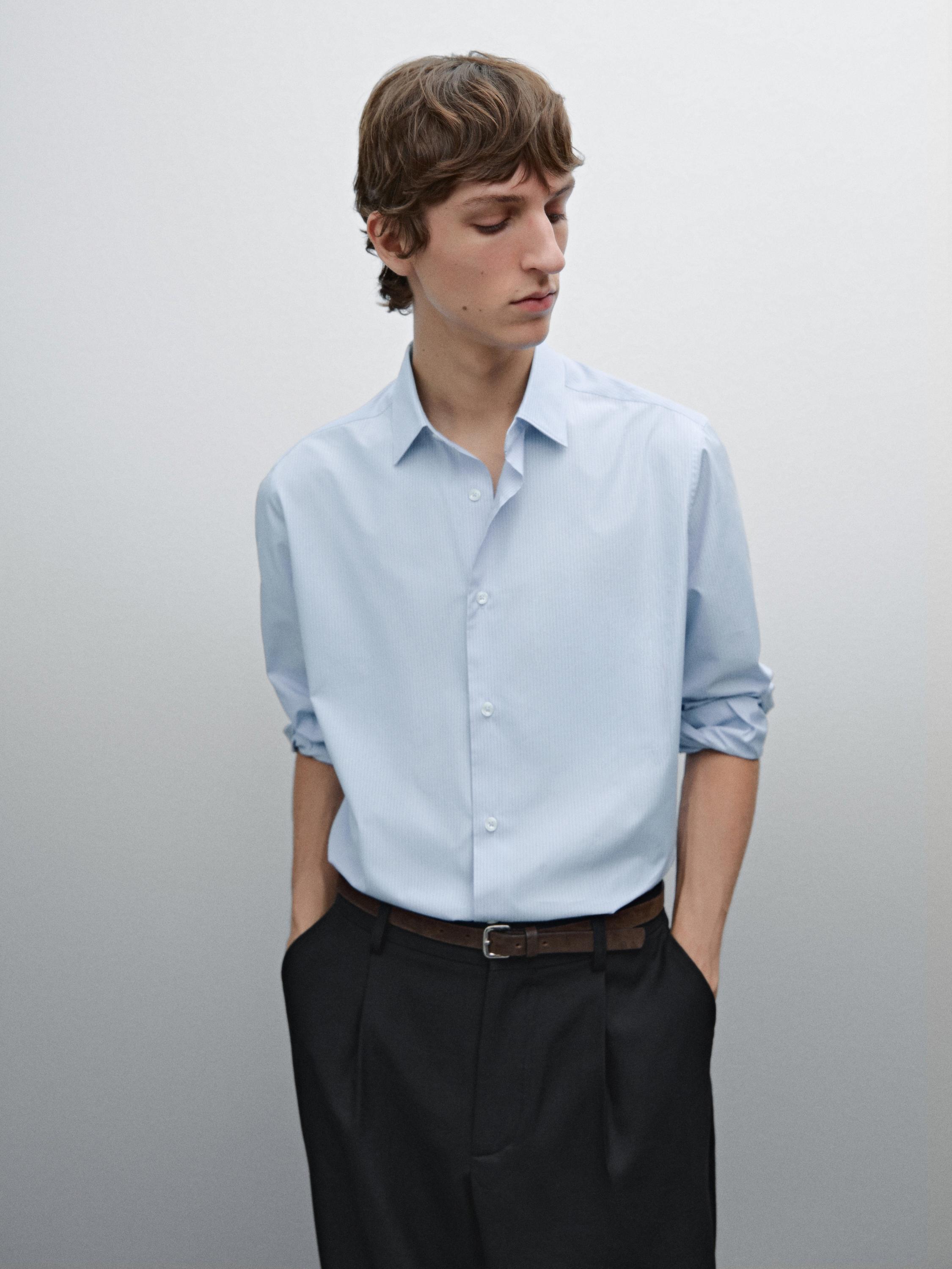 Gestreiftes Hemd aus Baumwollmischgewebe im Regular-Fit