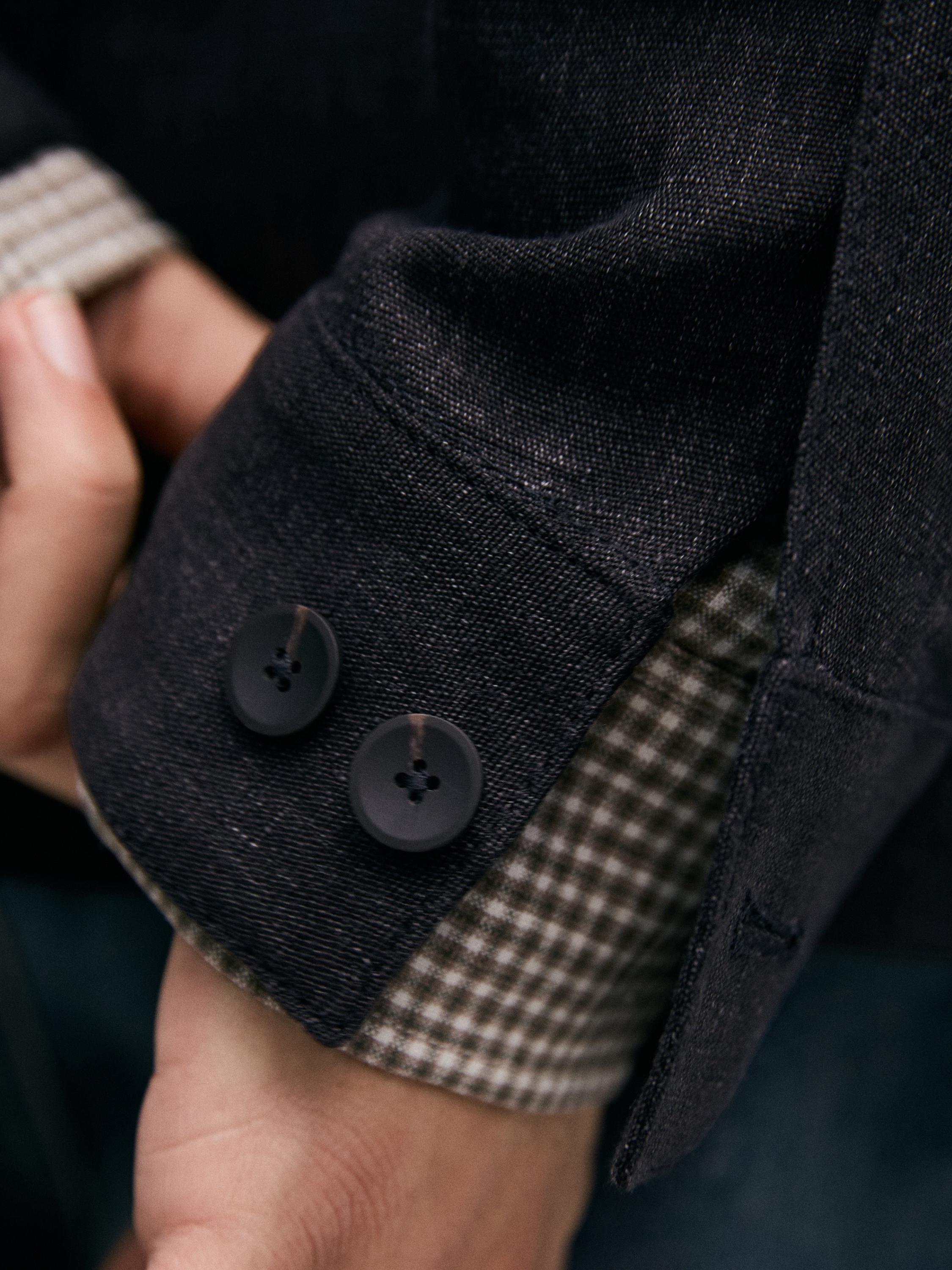 Total look linen jacket with flecked detail — DARK BLUE
