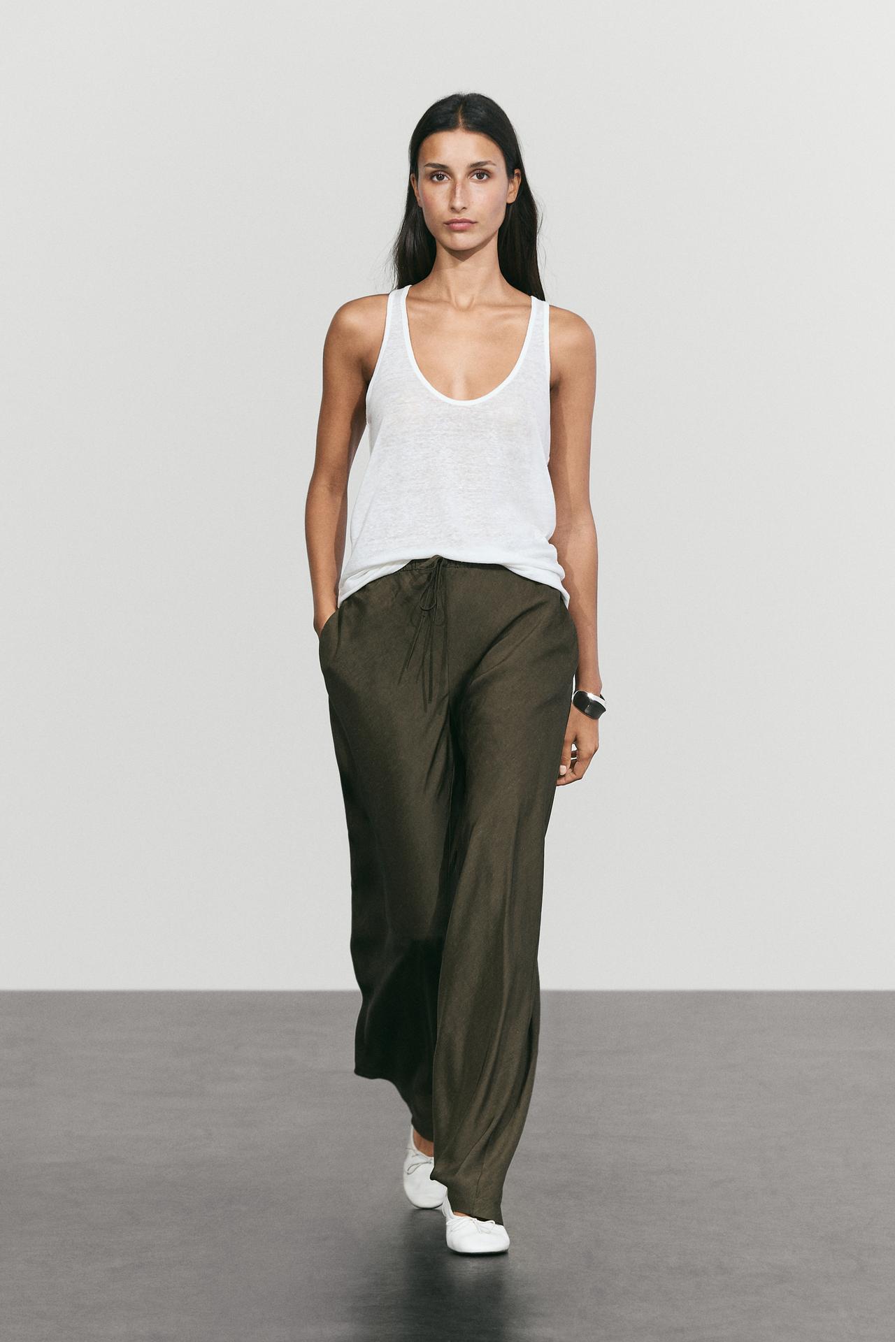 Flowy total-look co-ord pants — DARK KHAKI