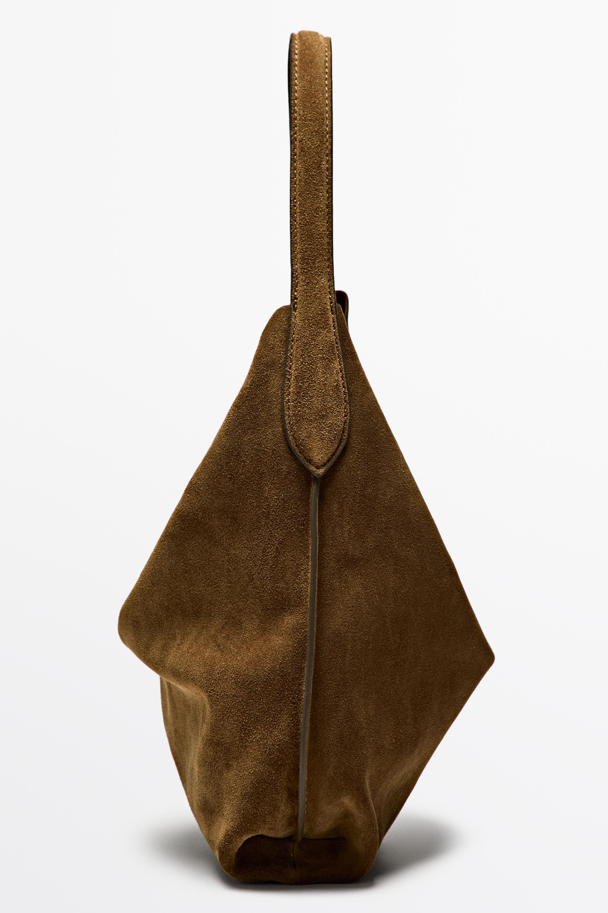 Split suede leather mini bag — KHAKI GREEN