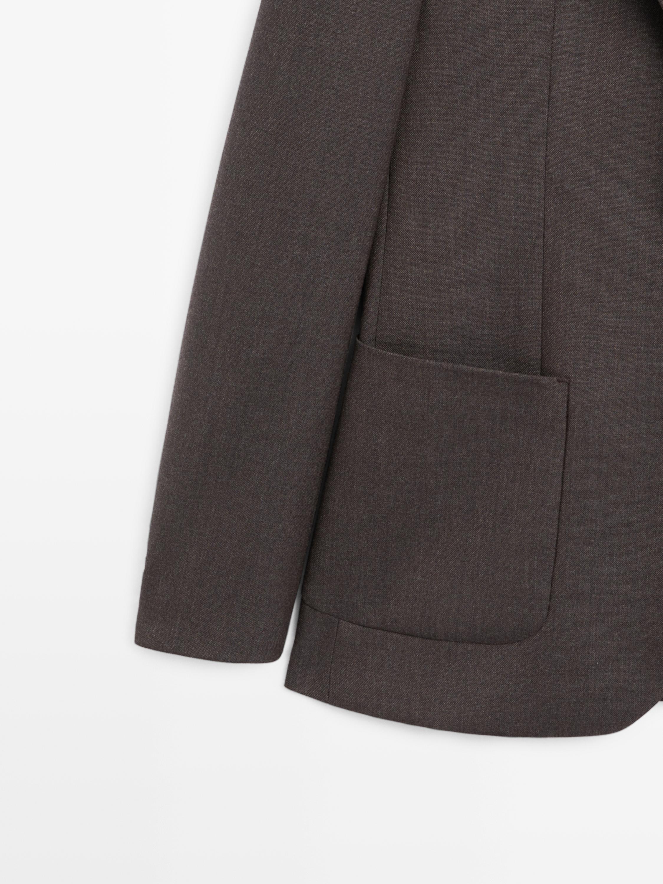 100% wool tailored blazer — BROWN