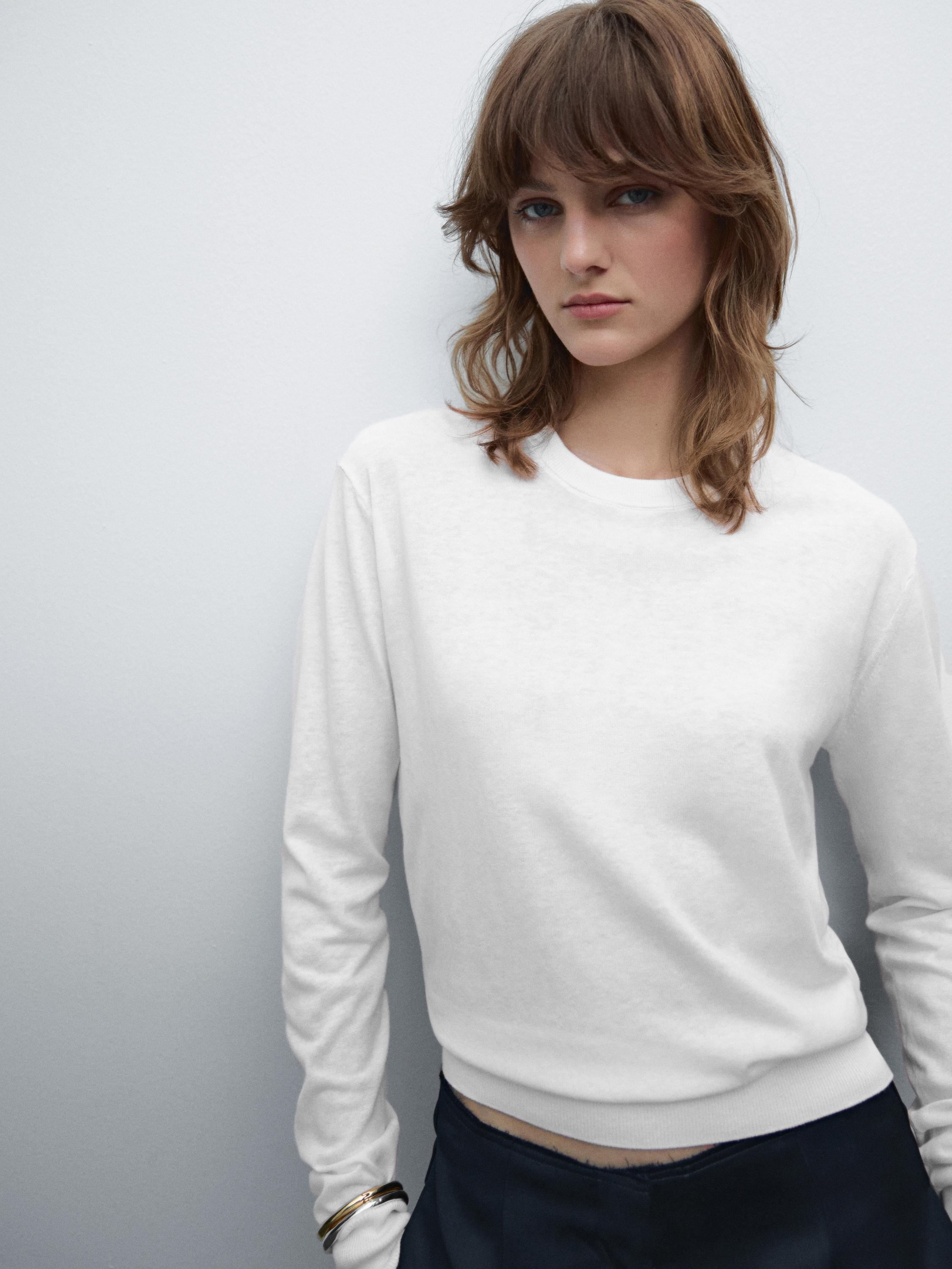 Cotton blend knit sweater