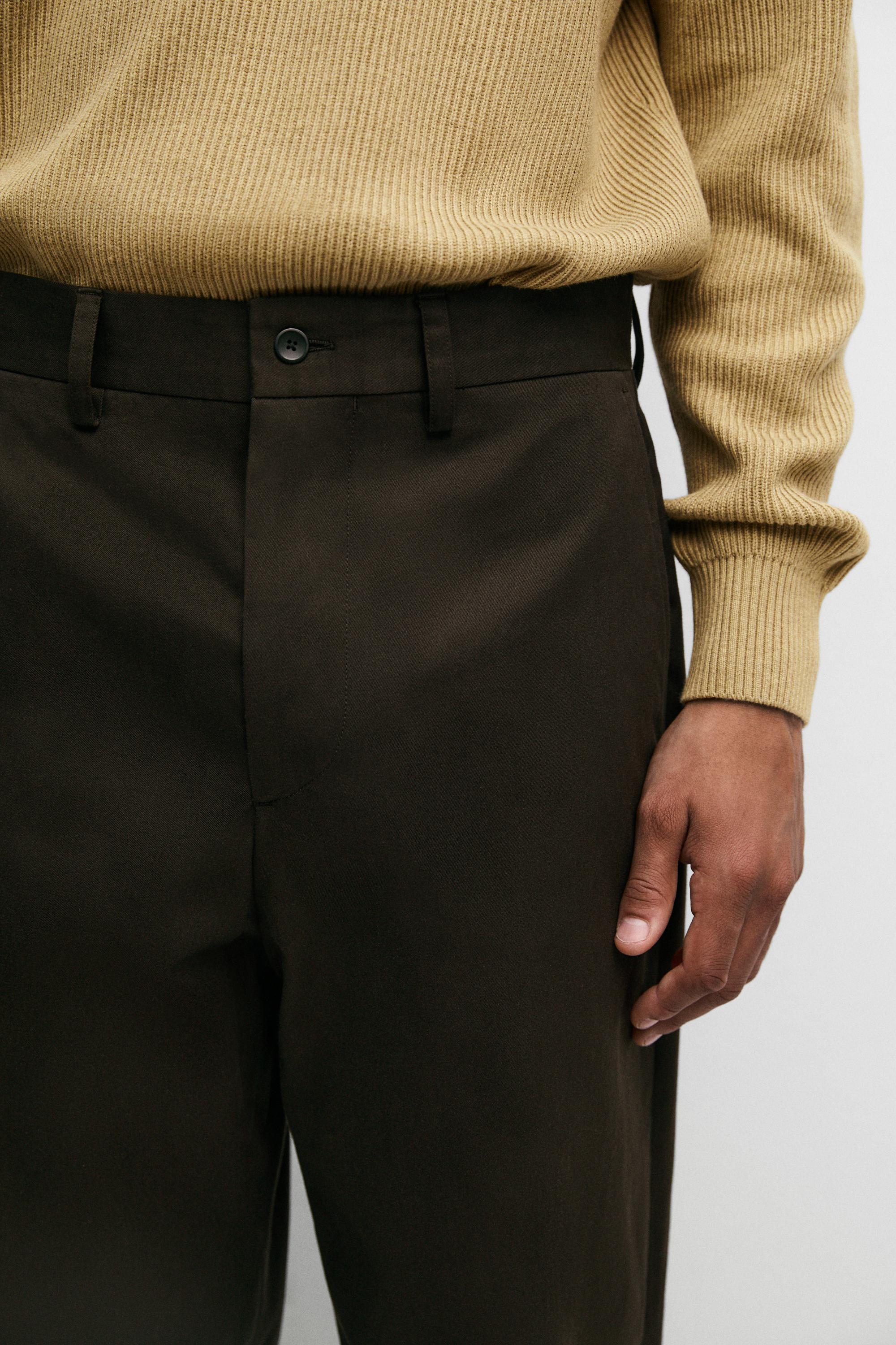 100% cotton wide-leg pants — BROWN