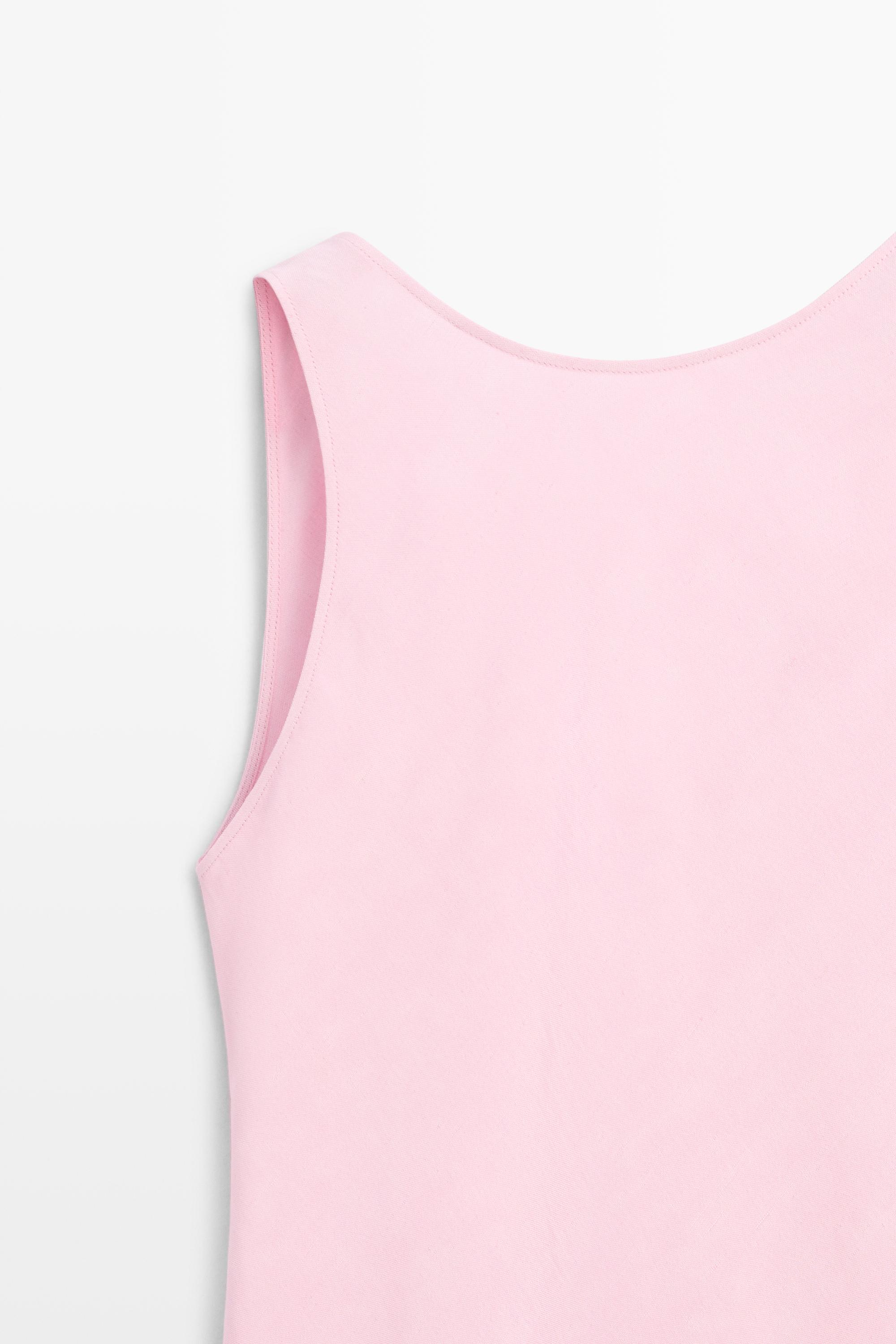 Flowing linen-blend midi dress — PASTEL PINK