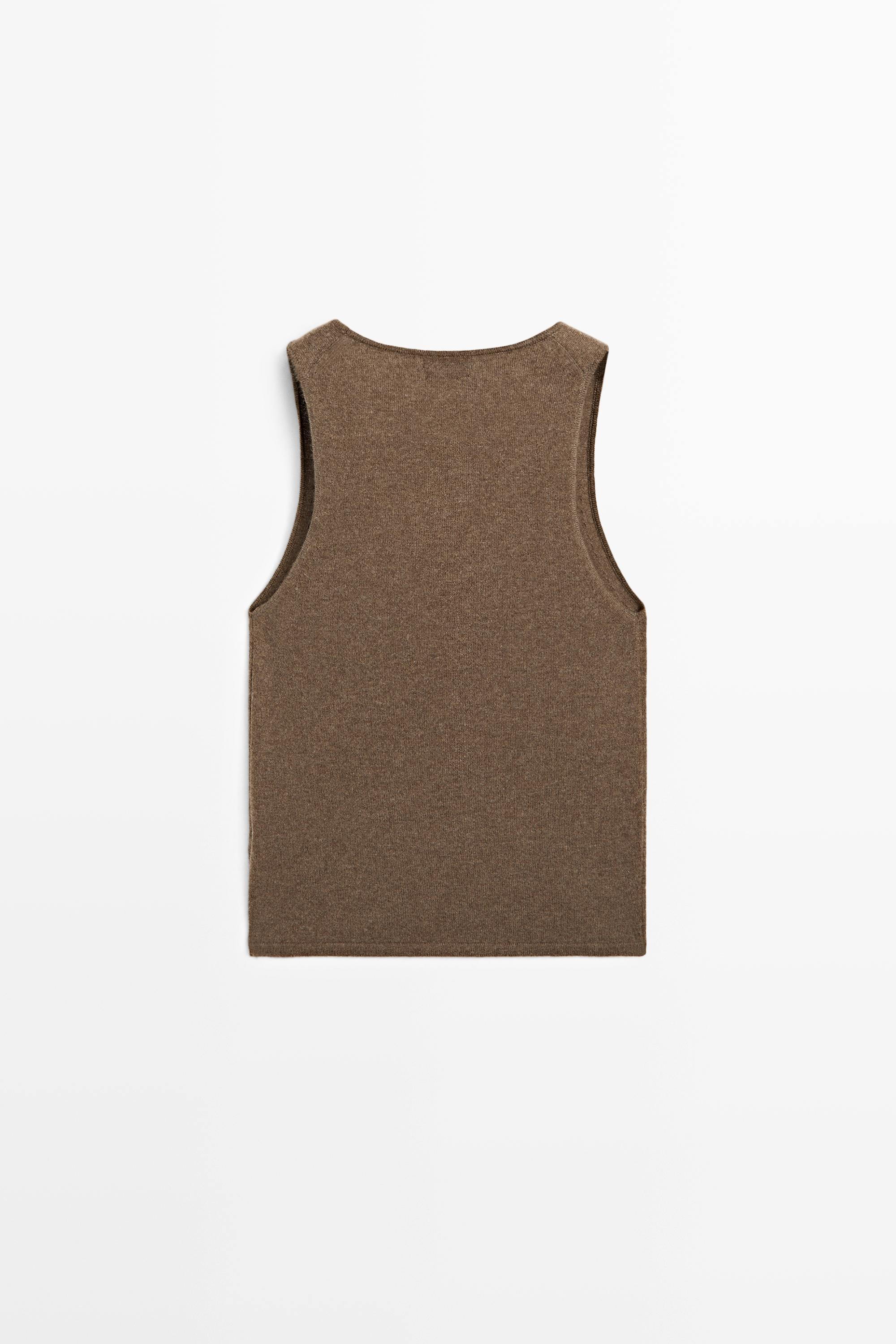 100% Cashmere Knit Top — TOFFEE